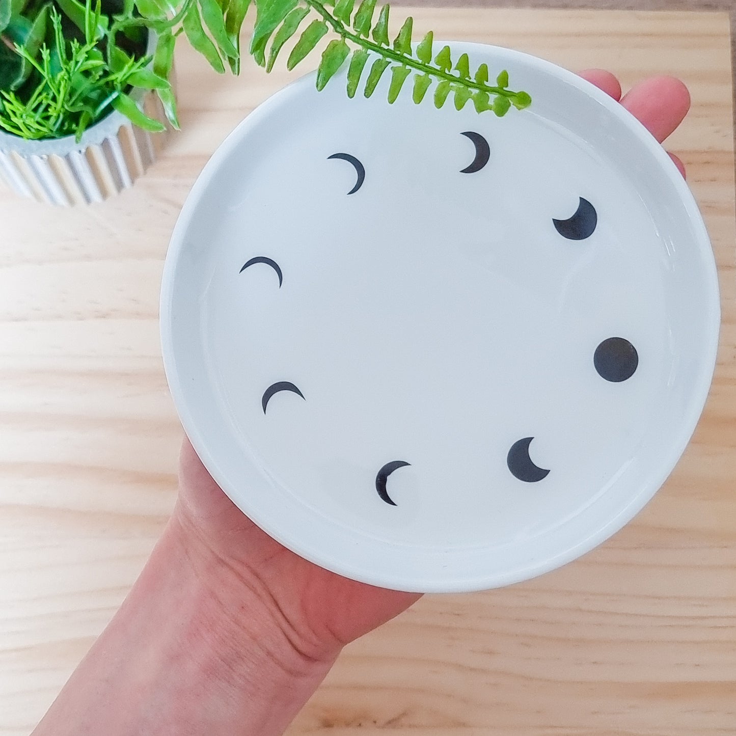 Ceramic Round Plate with Moon Phases