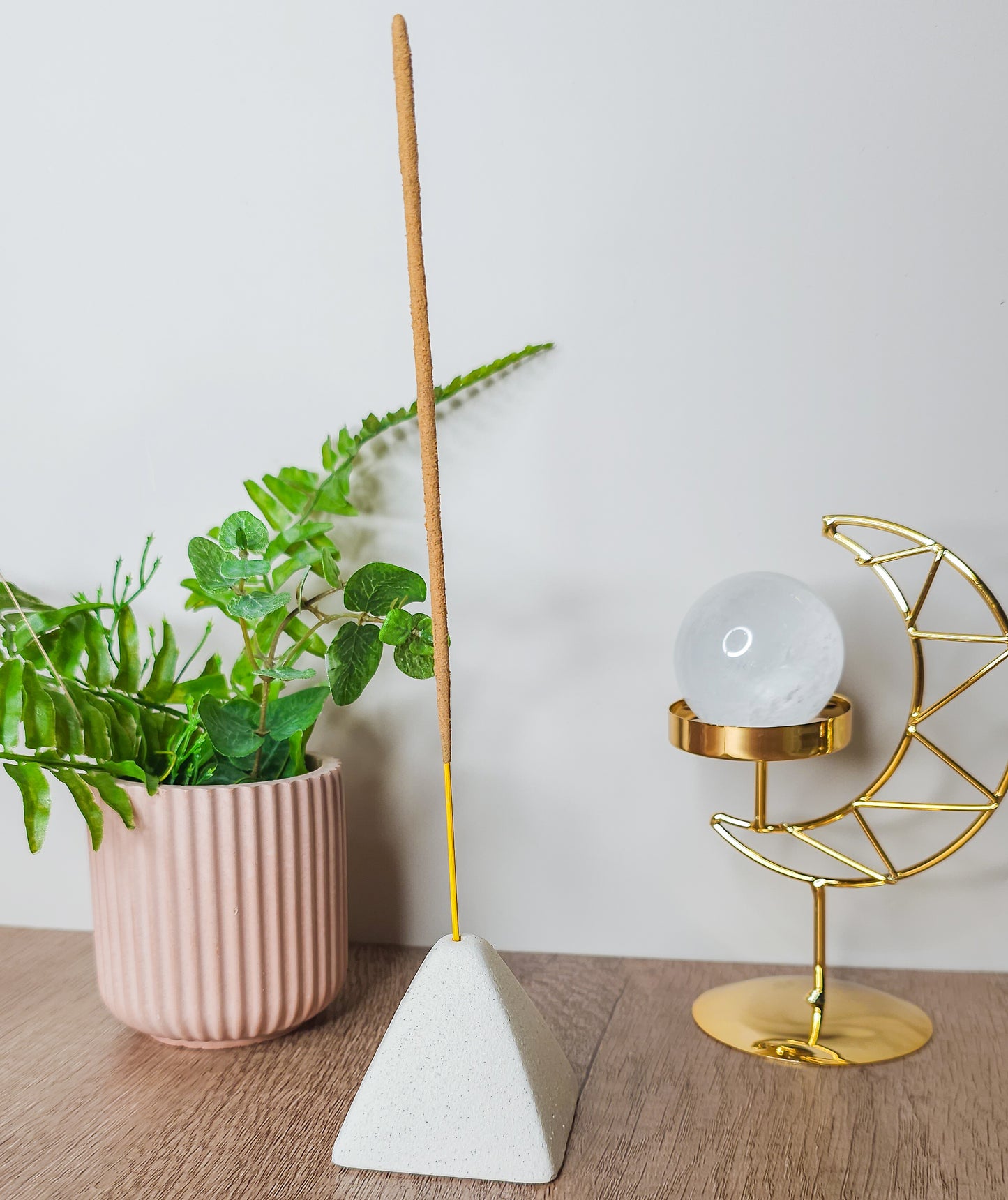 Cream Pyramid Incense Stick Holder
