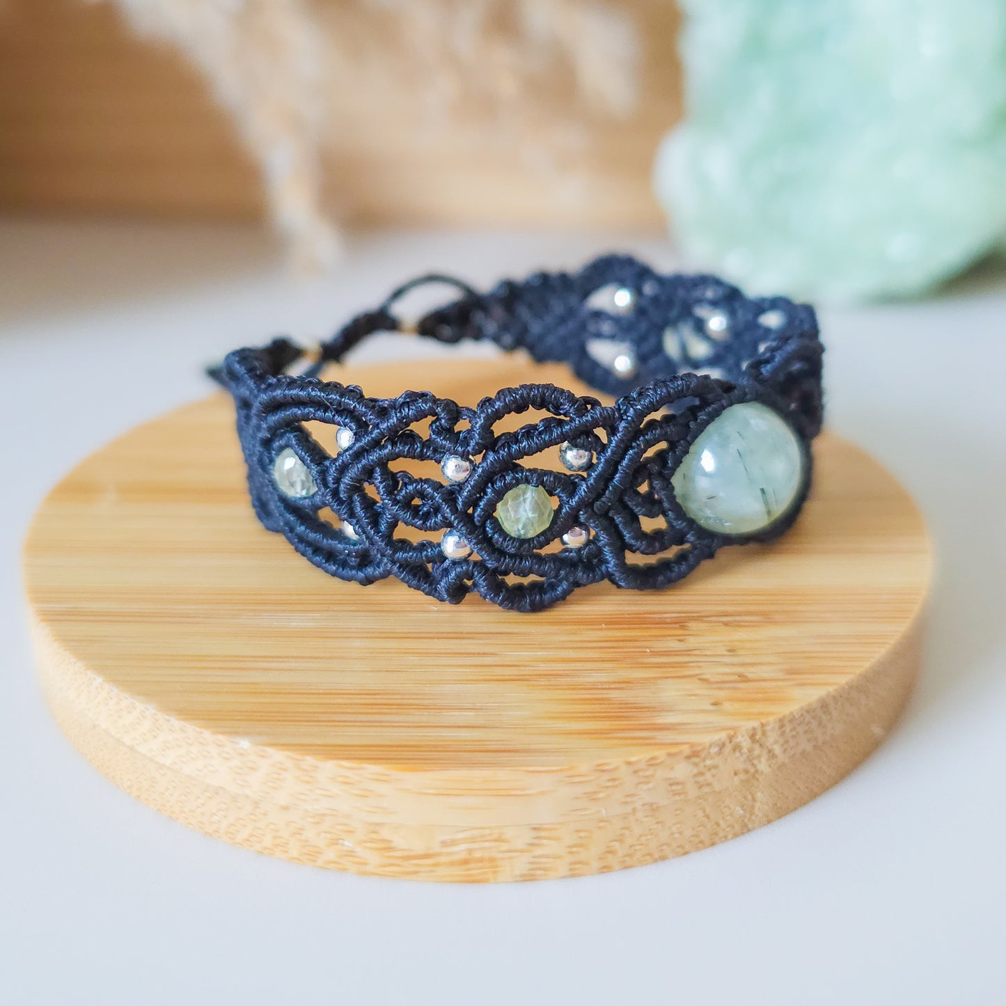 Handmade Prehnite Statement Bracelet