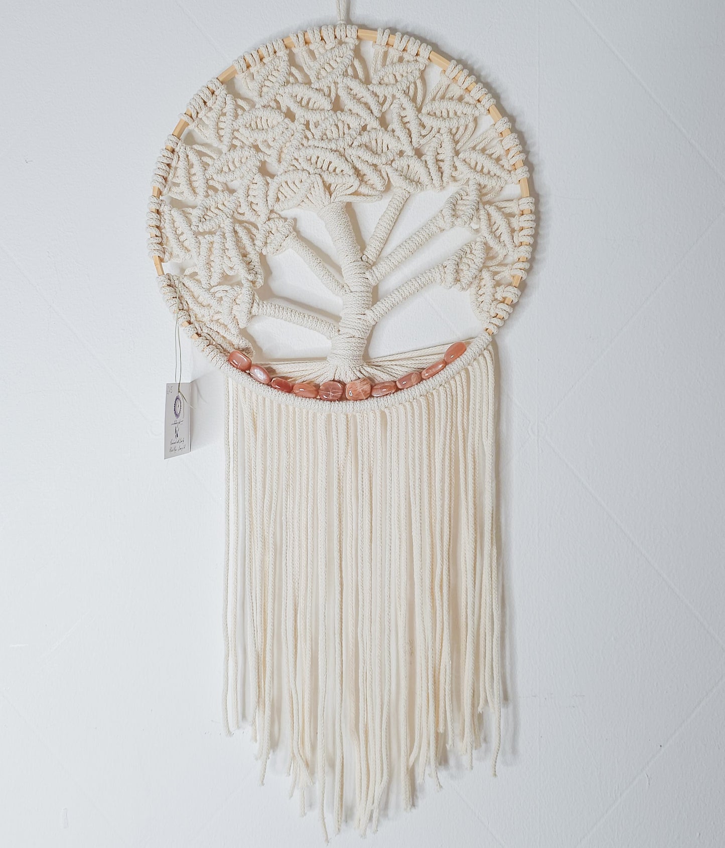 Tree of Life Macrame with Peach Moonstone