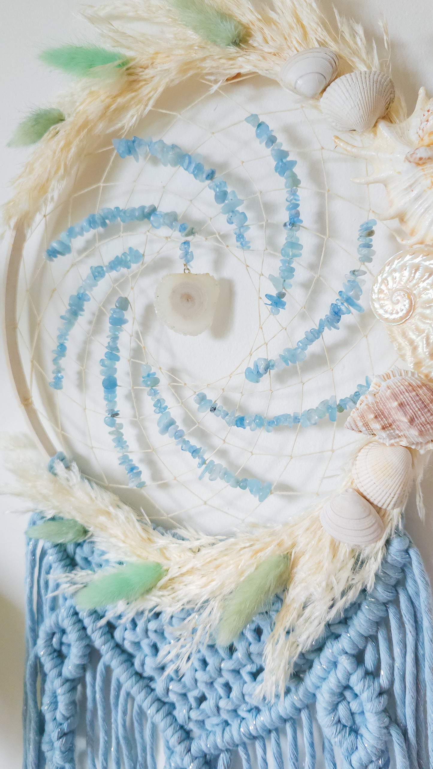 Aquamarine and Stalactite Quartz Handmade Intention Catcher