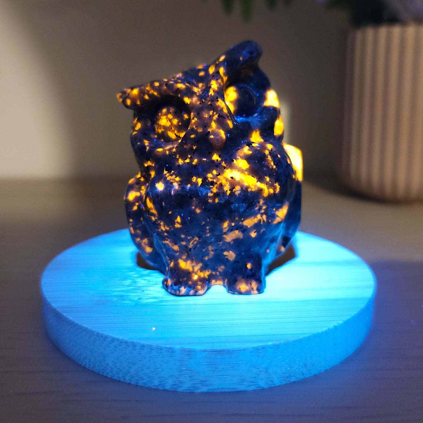 Fluorescent Sodalite in Foyalite Owl