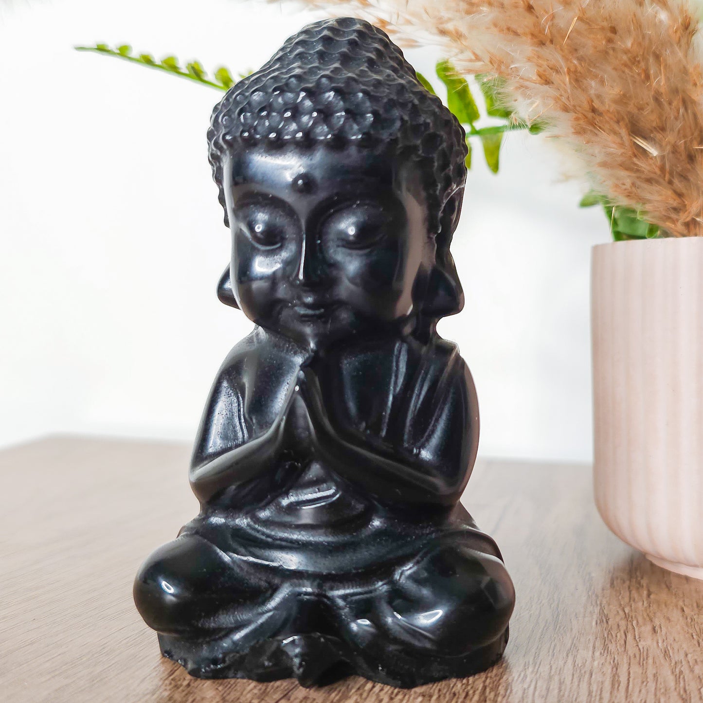 Large Black Obsidian Buddha