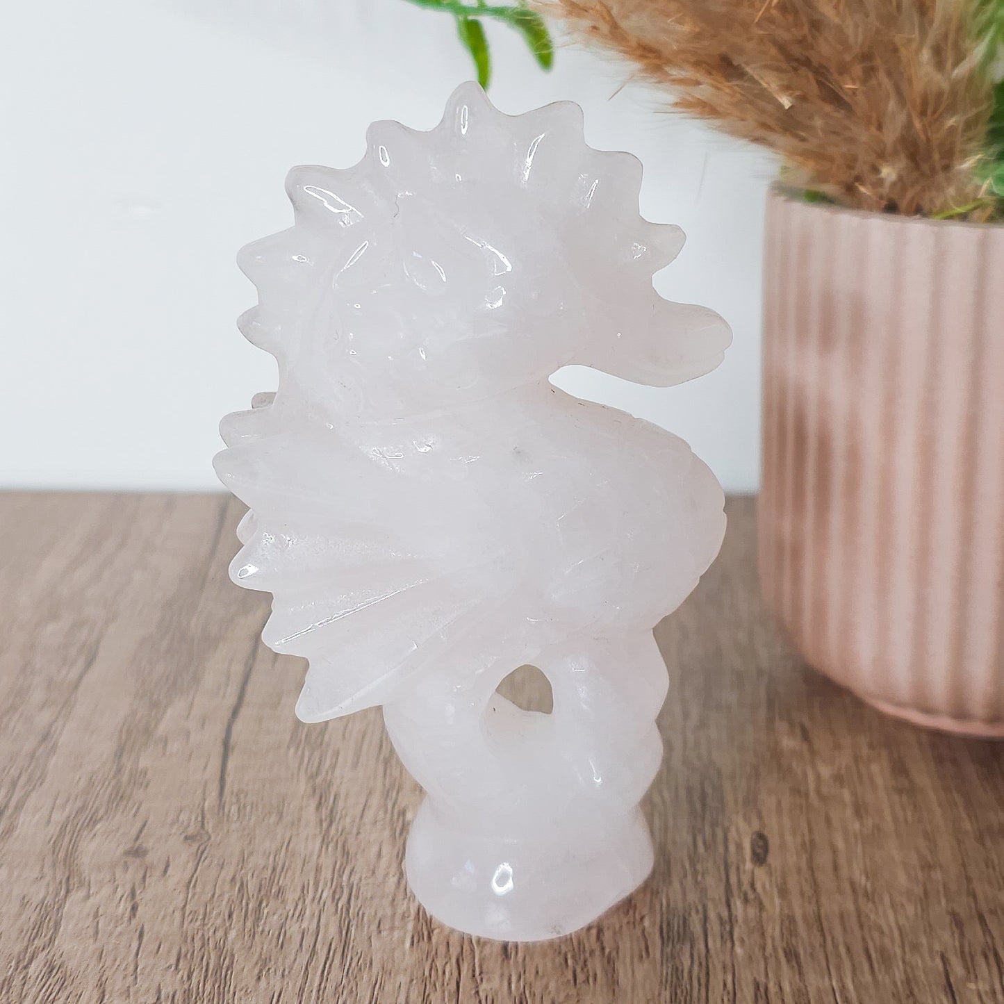Rose Quartz Seahorse Carving