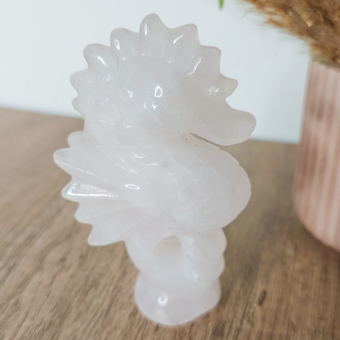 Rose Quartz Seahorse Carving