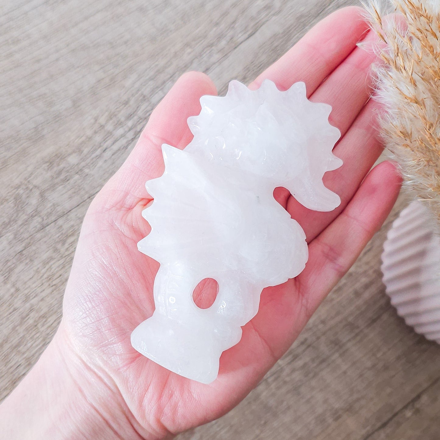 Rose Quartz Seahorse Carving