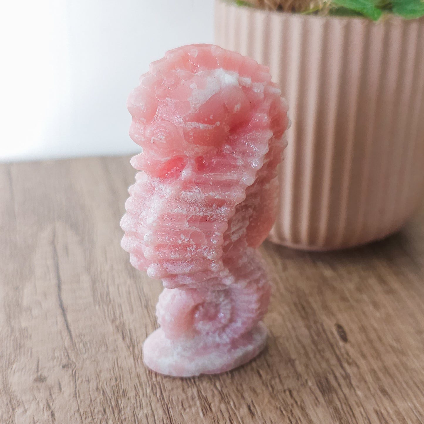 Pink Opal Seahorse Carving