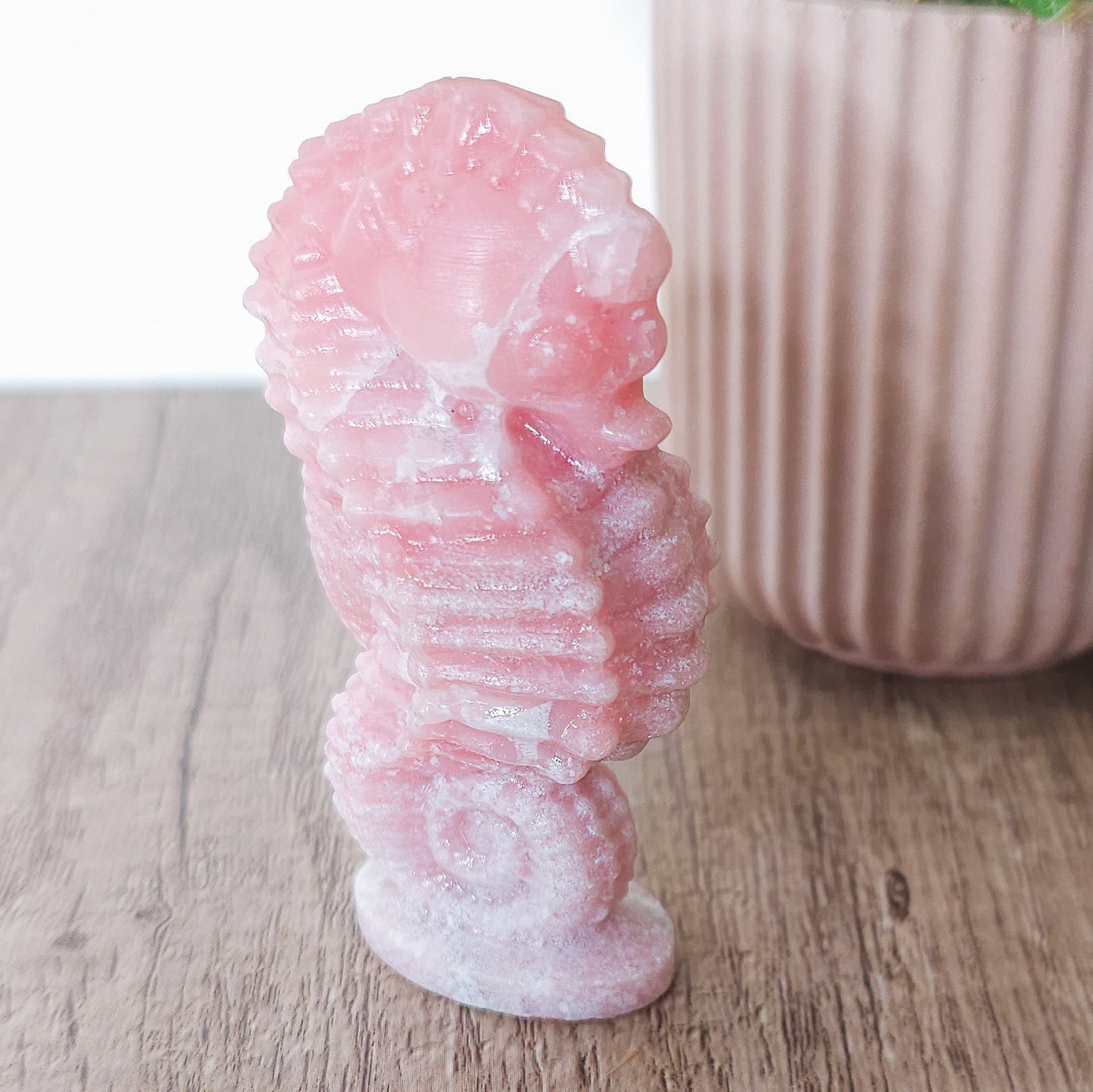 Pink Opal Seahorse Carving