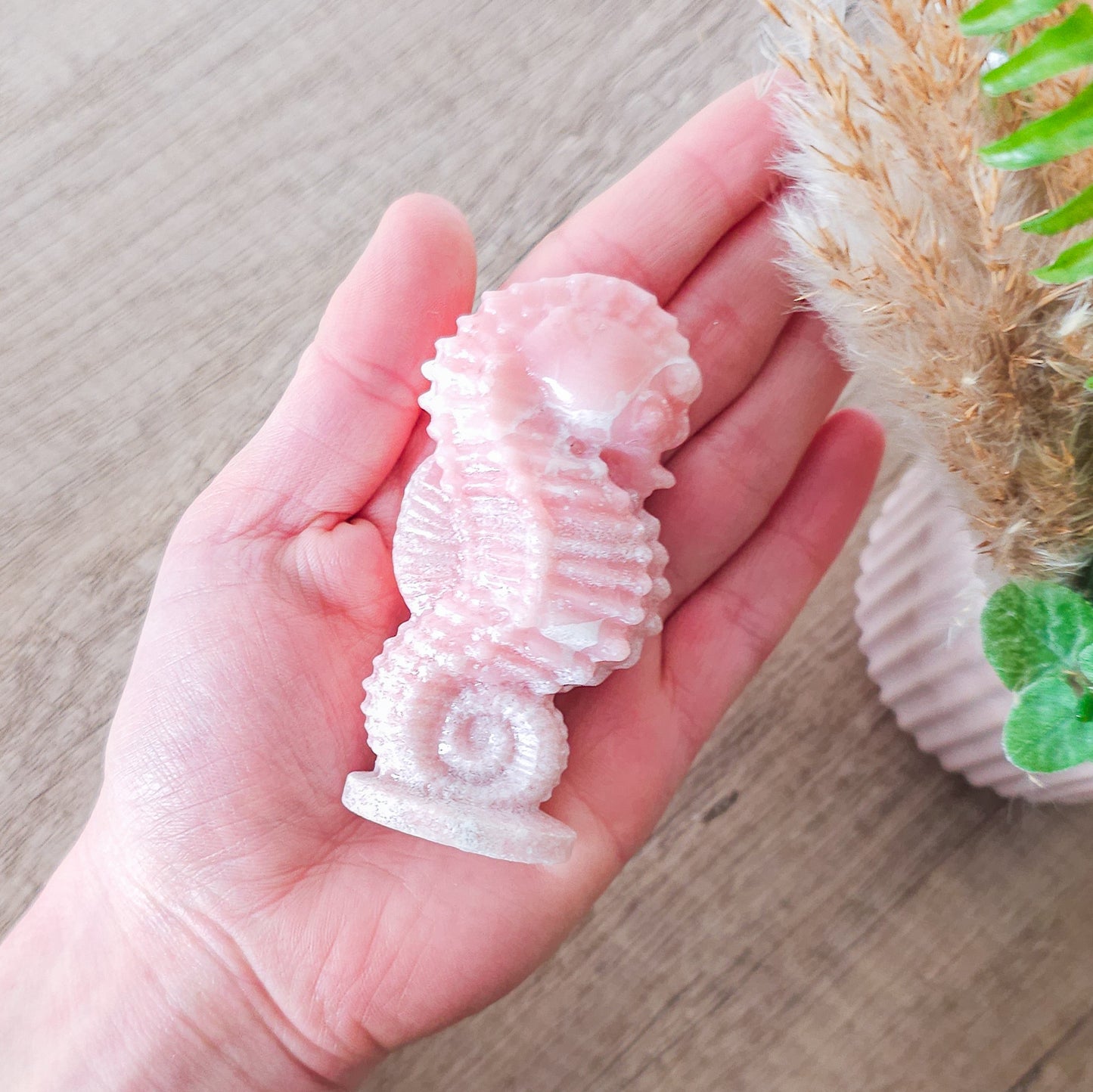 Pink Opal Seahorse Carving