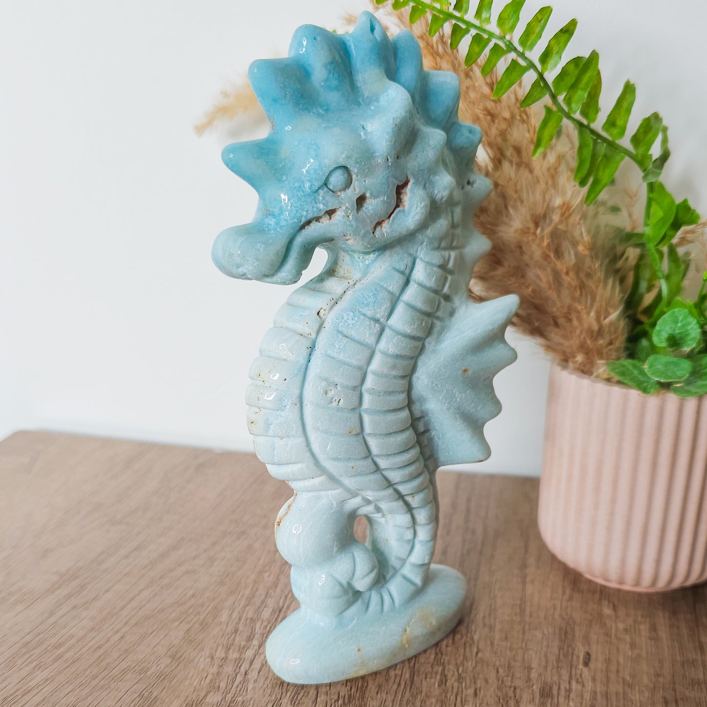 Calcite Seahorse Carving (18.5cm tall)
