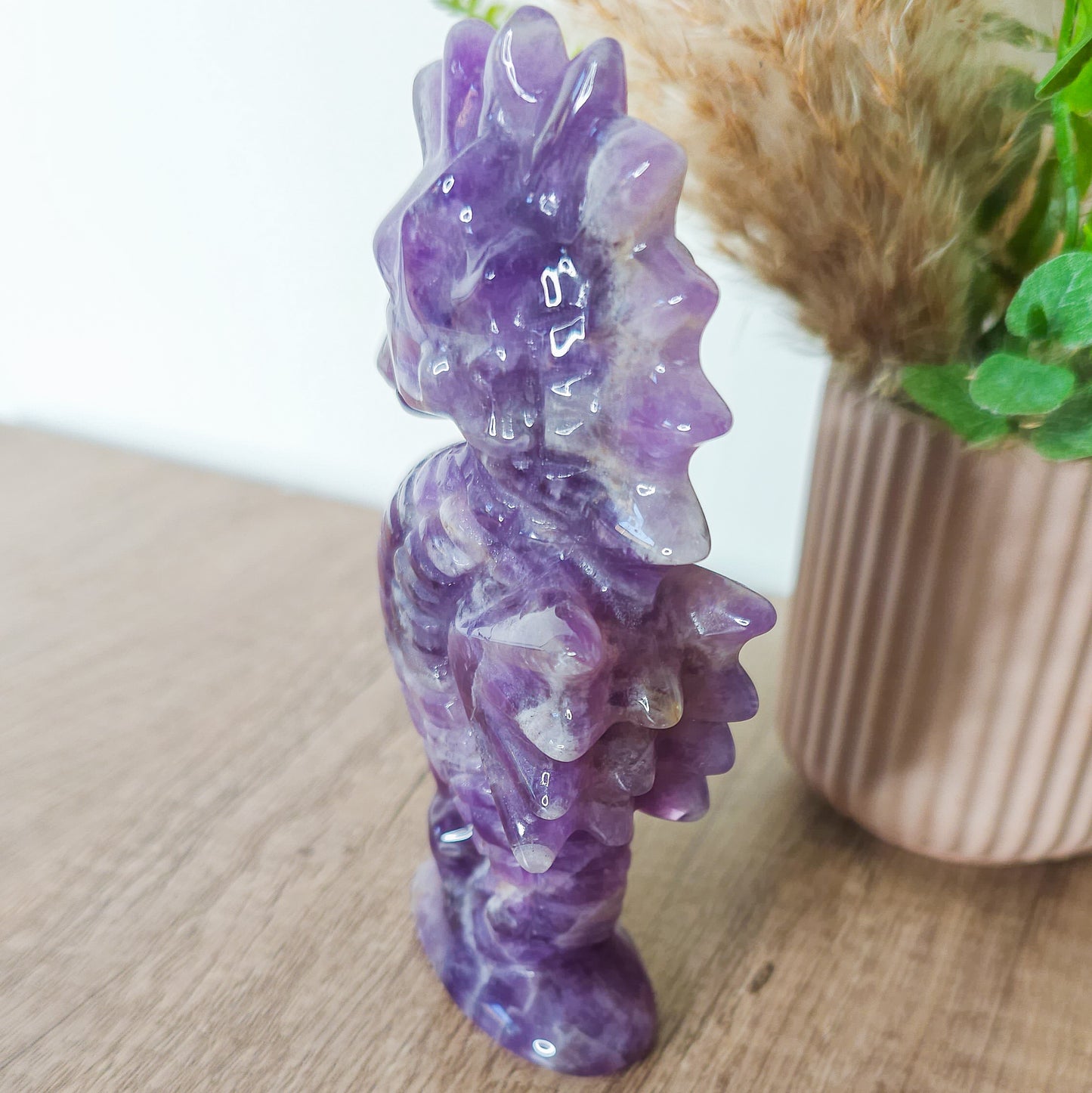 Amethyst Seahorse Carving (13cm tall)