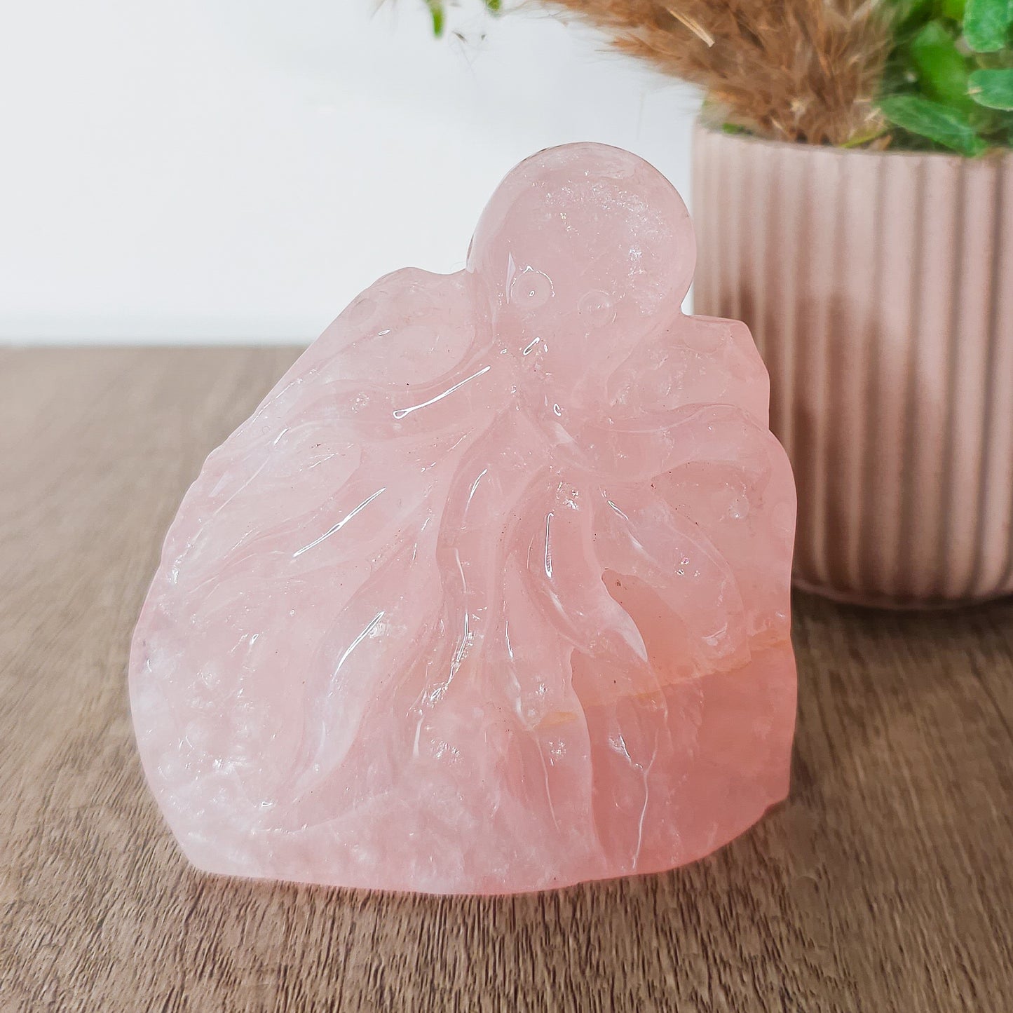 Rose Quartz Octopus Carving