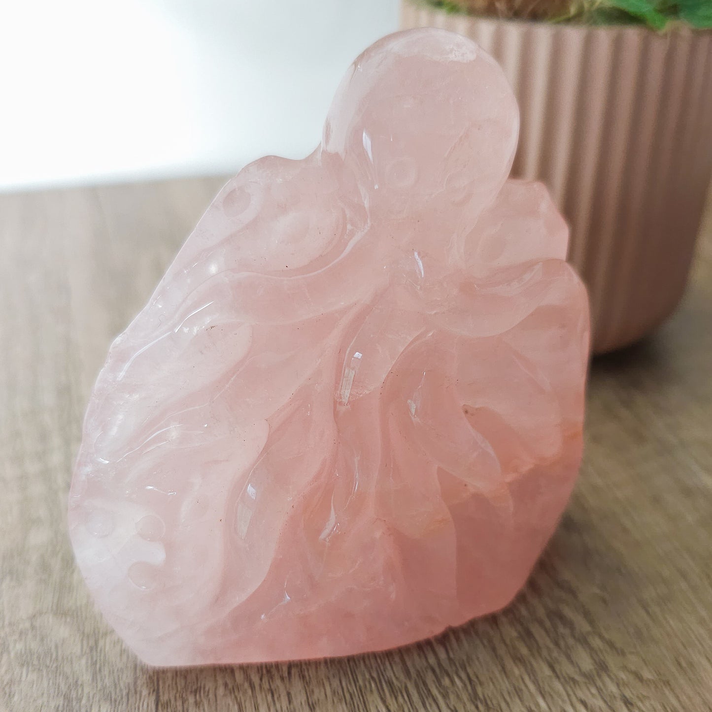 Rose Quartz Octopus Carving