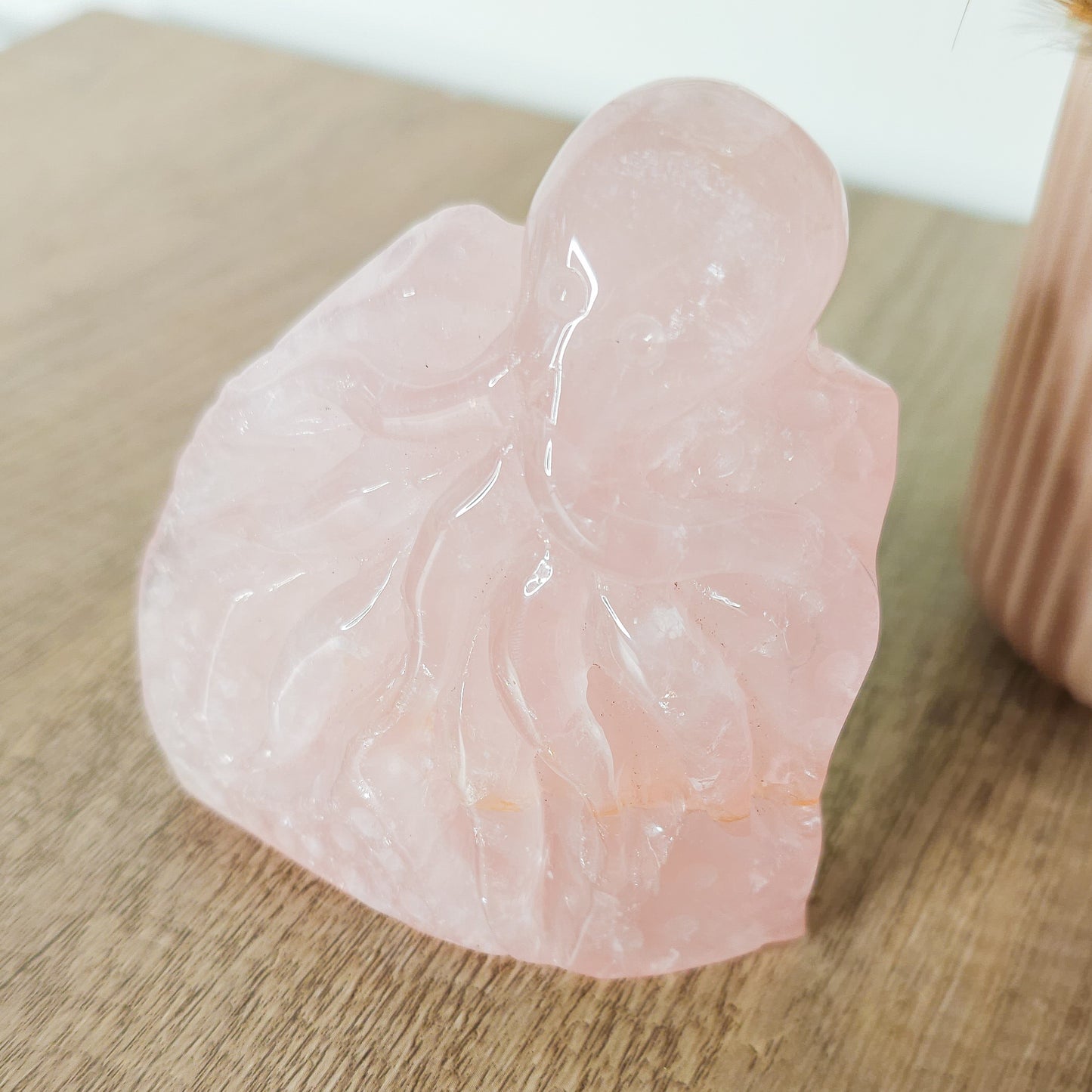 Rose Quartz Octopus Carving