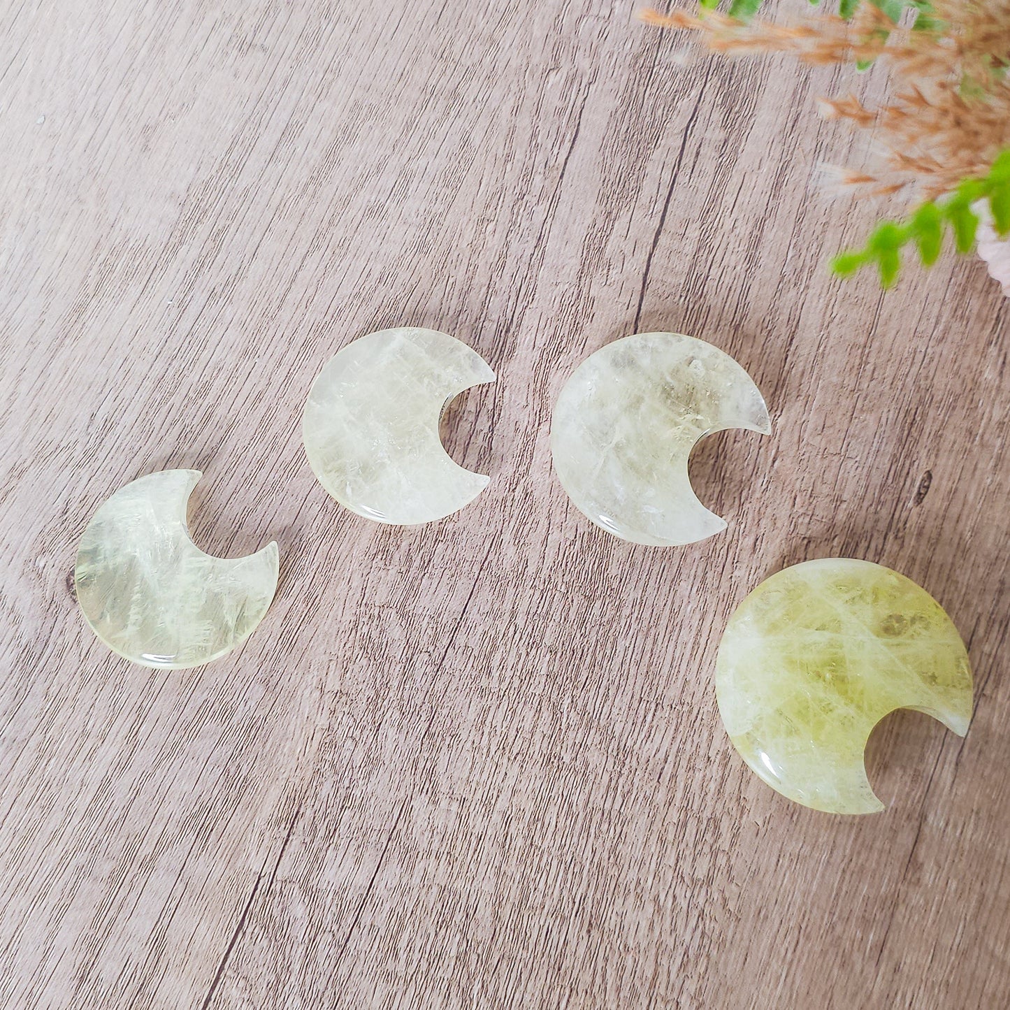 Lemon Quartz Moon Carvings
