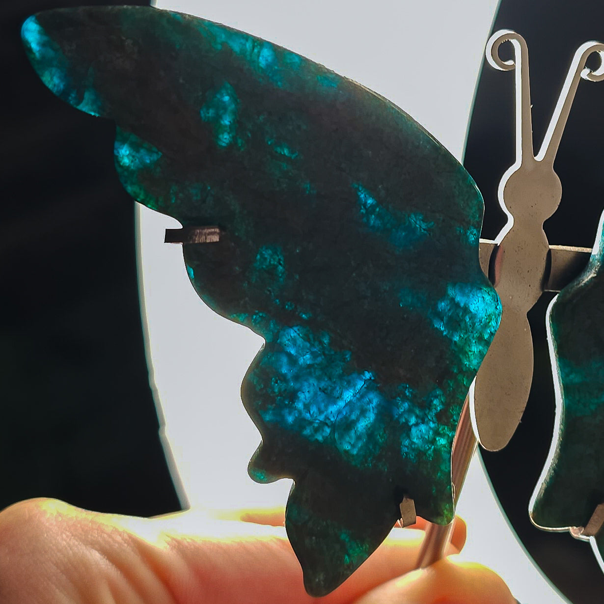 Apatite Butterfly Wings on the stand