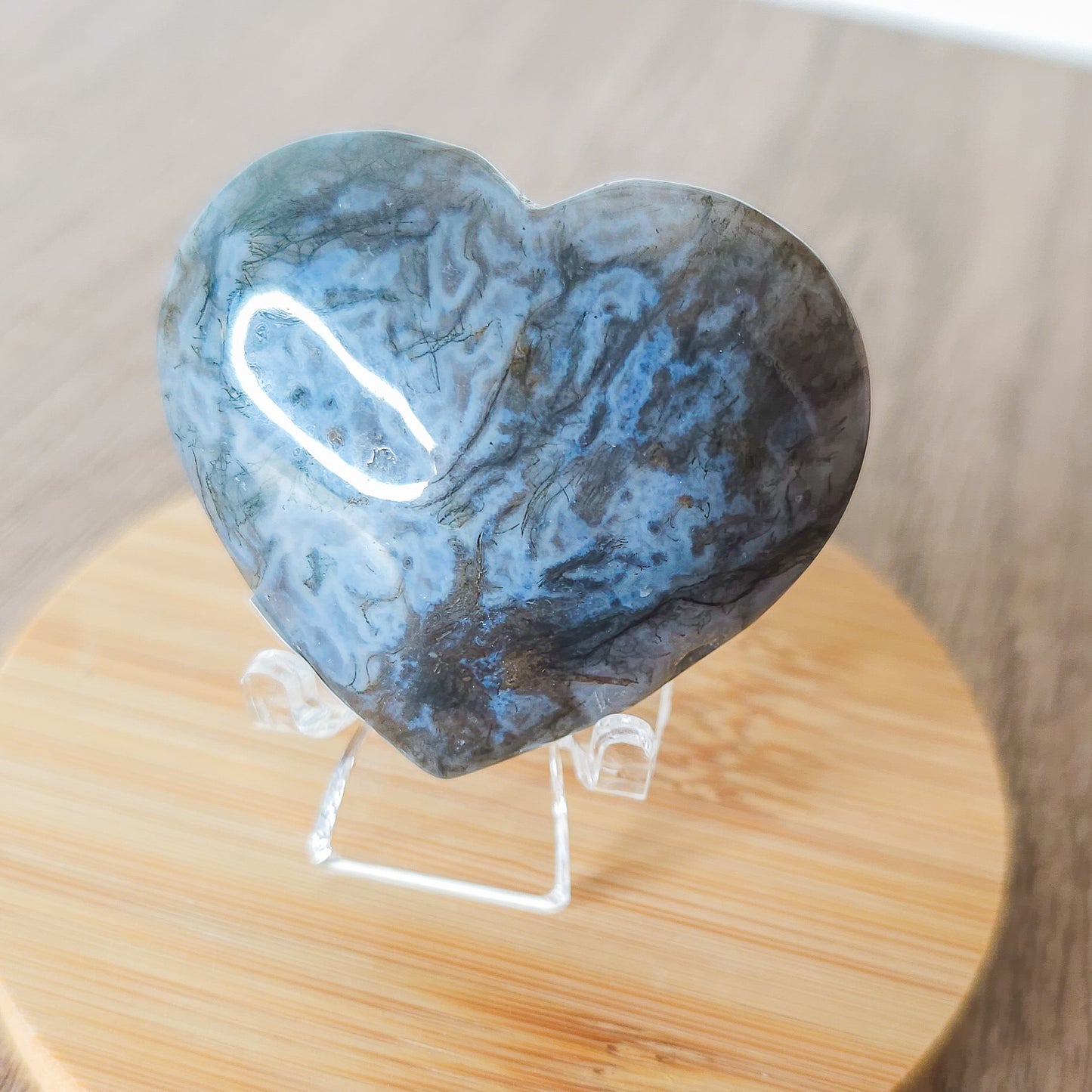 Moss Agate Heart Carving