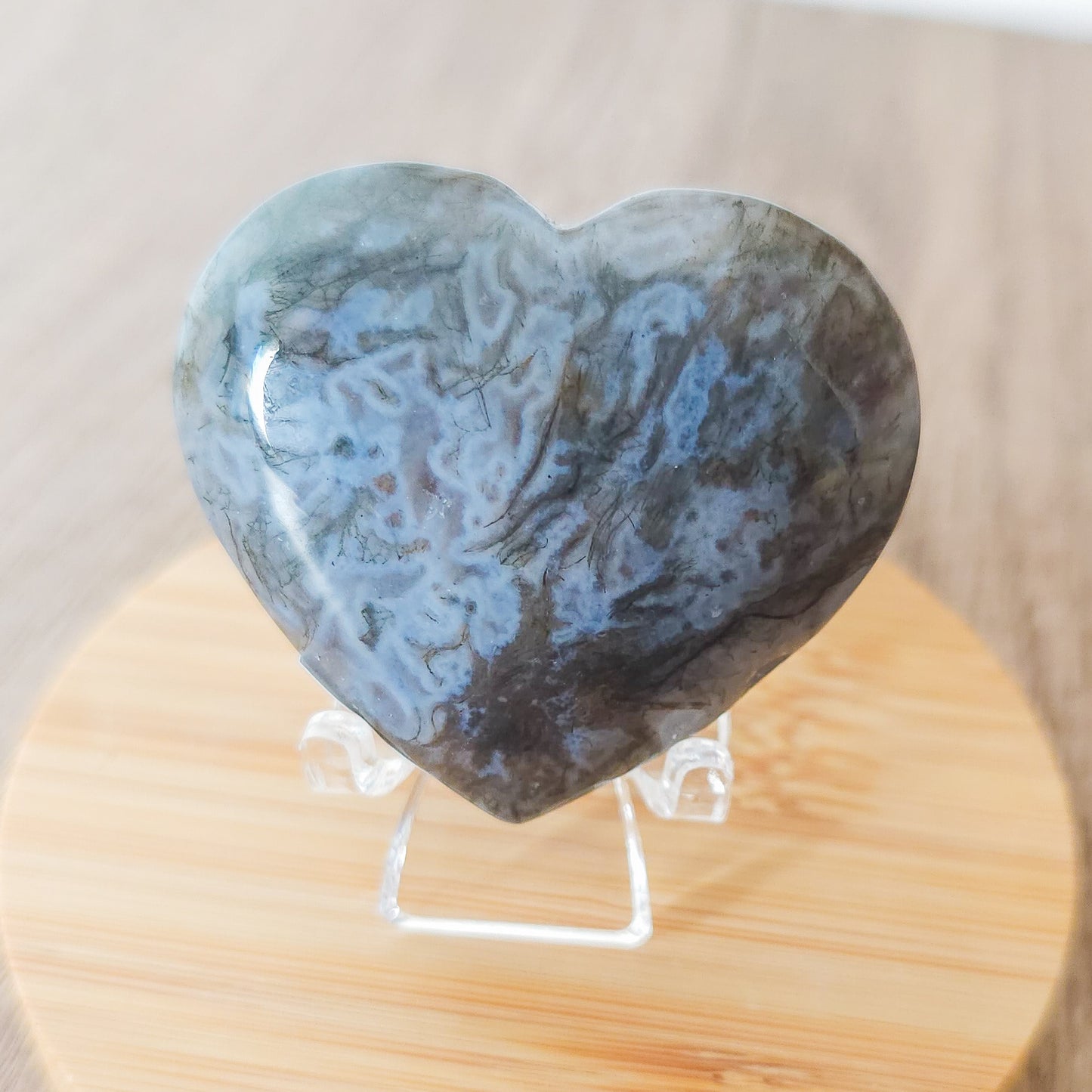 Moss Agate Heart Carving