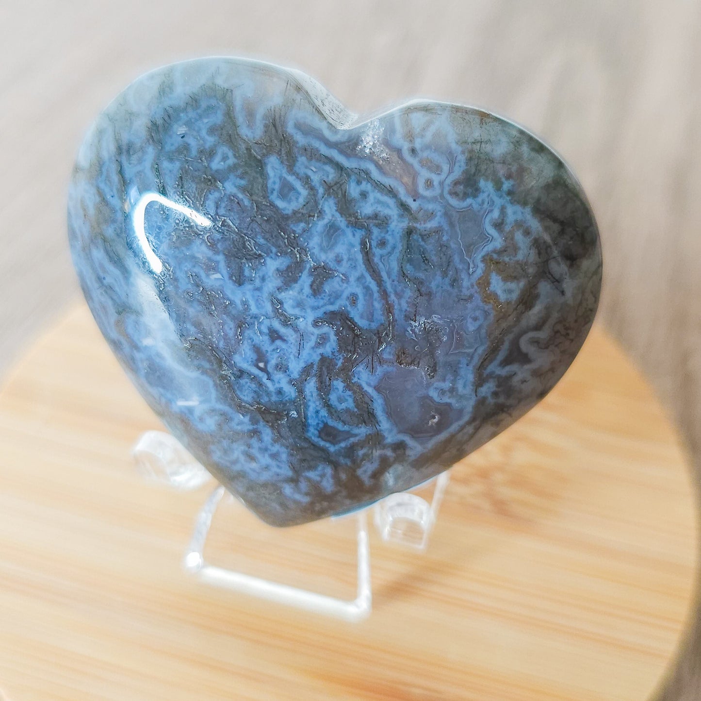 Moss Agate Heart Carving