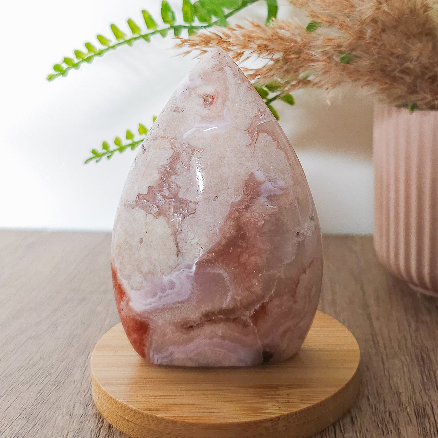 Very Sparkly Flower Agate with Clear Quartz
