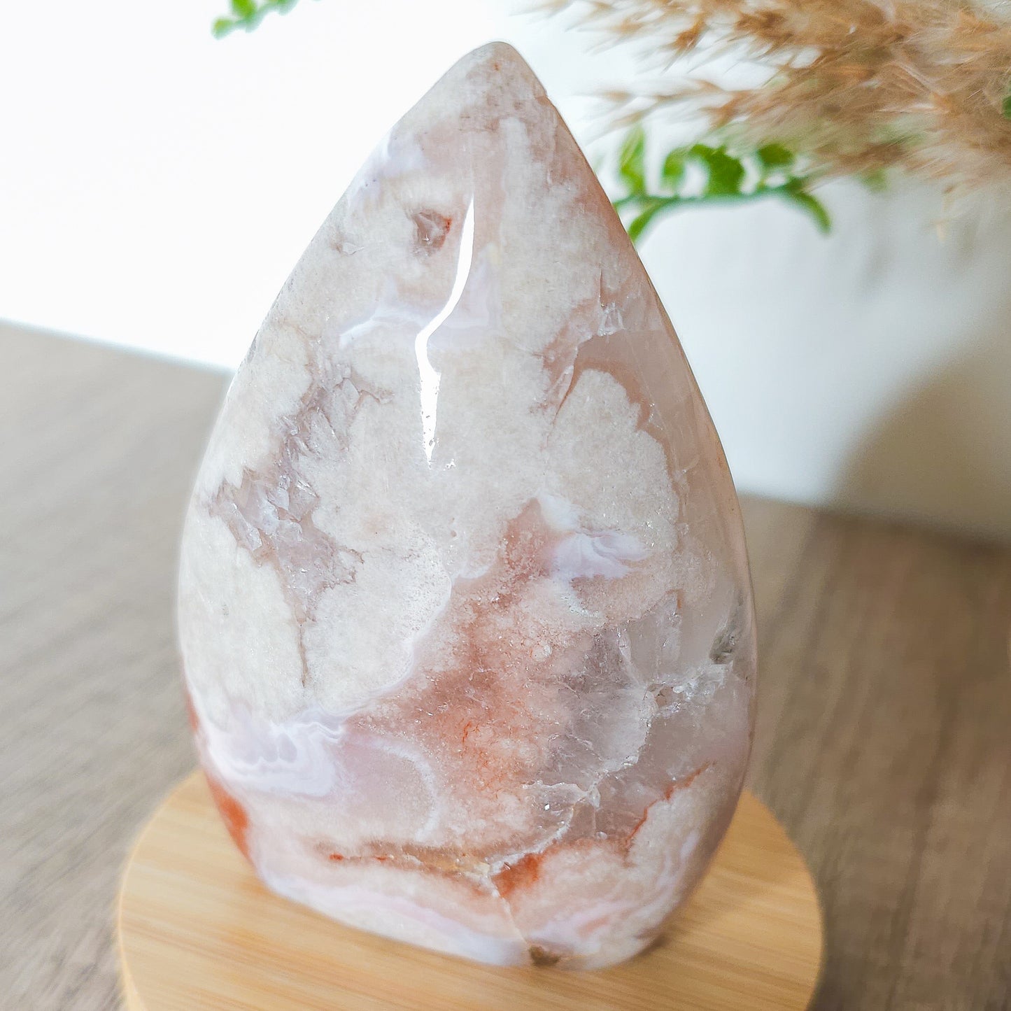 Very Sparkly Flower Agate with Clear Quartz