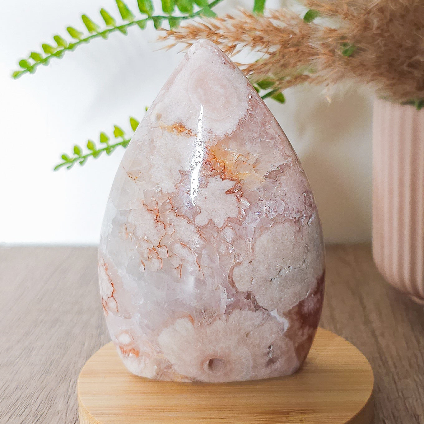 Very Sparkly Flower Agate with Clear Quartz