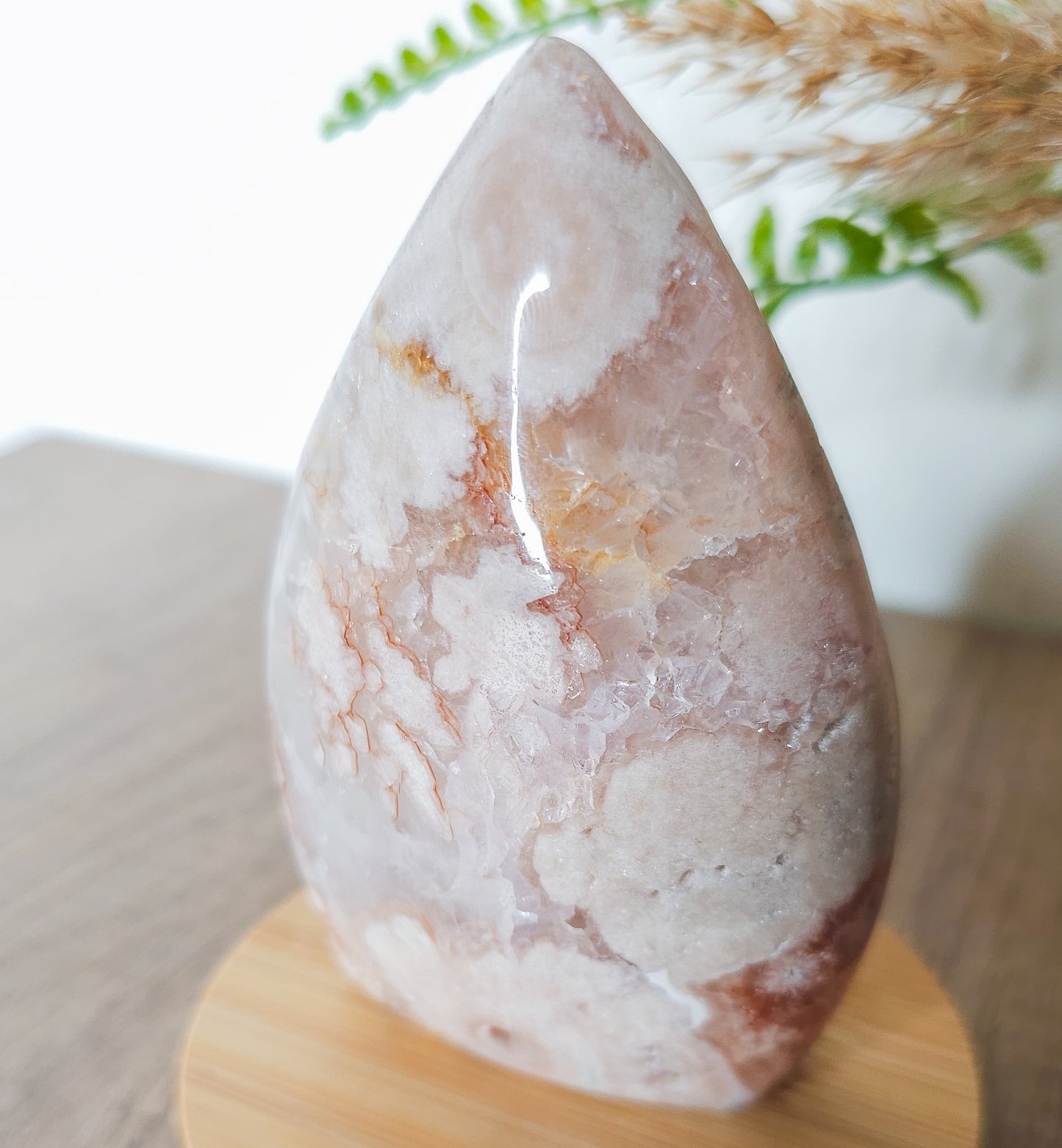 Very Sparkly Flower Agate with Clear Quartz
