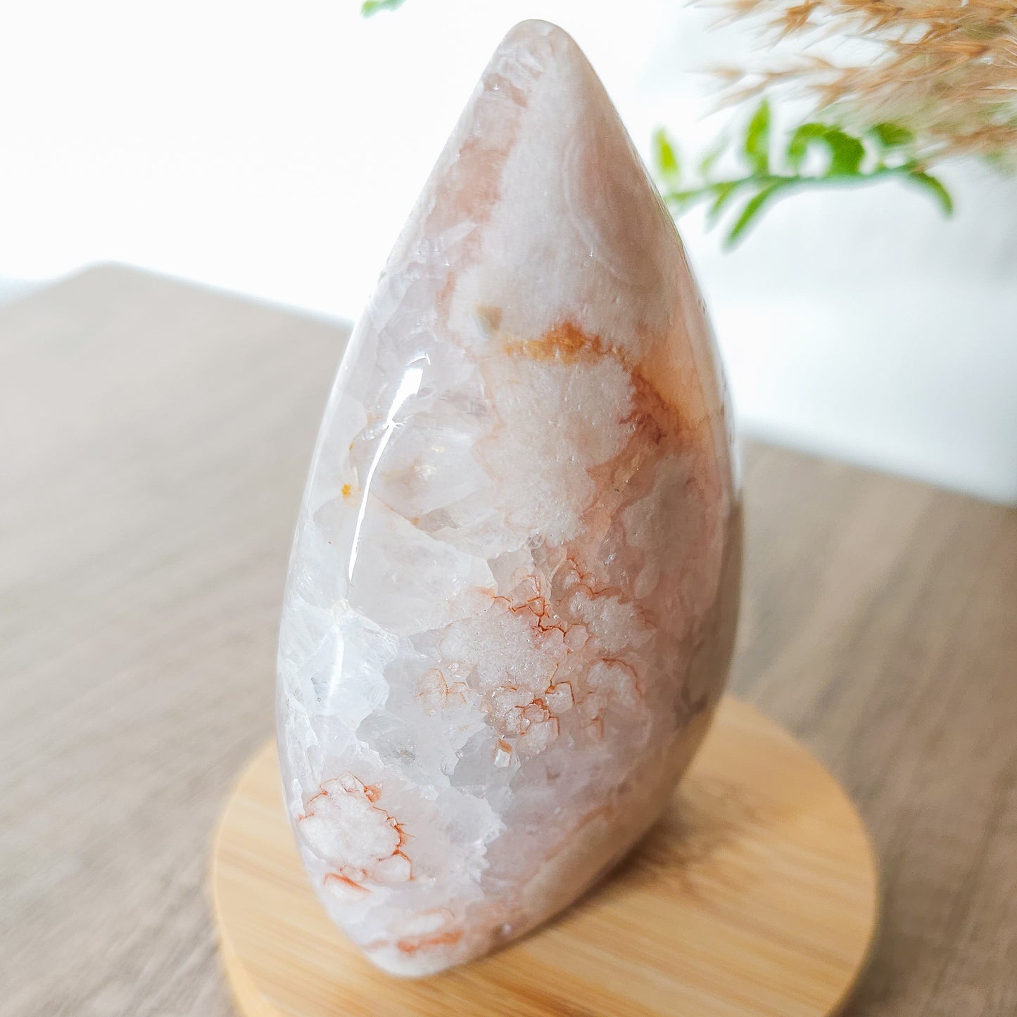 Very Sparkly Flower Agate with Clear Quartz