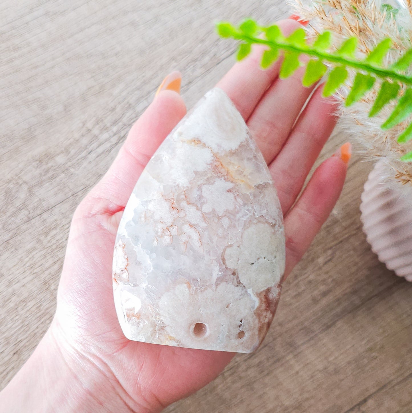 Very Sparkly Flower Agate with Clear Quartz