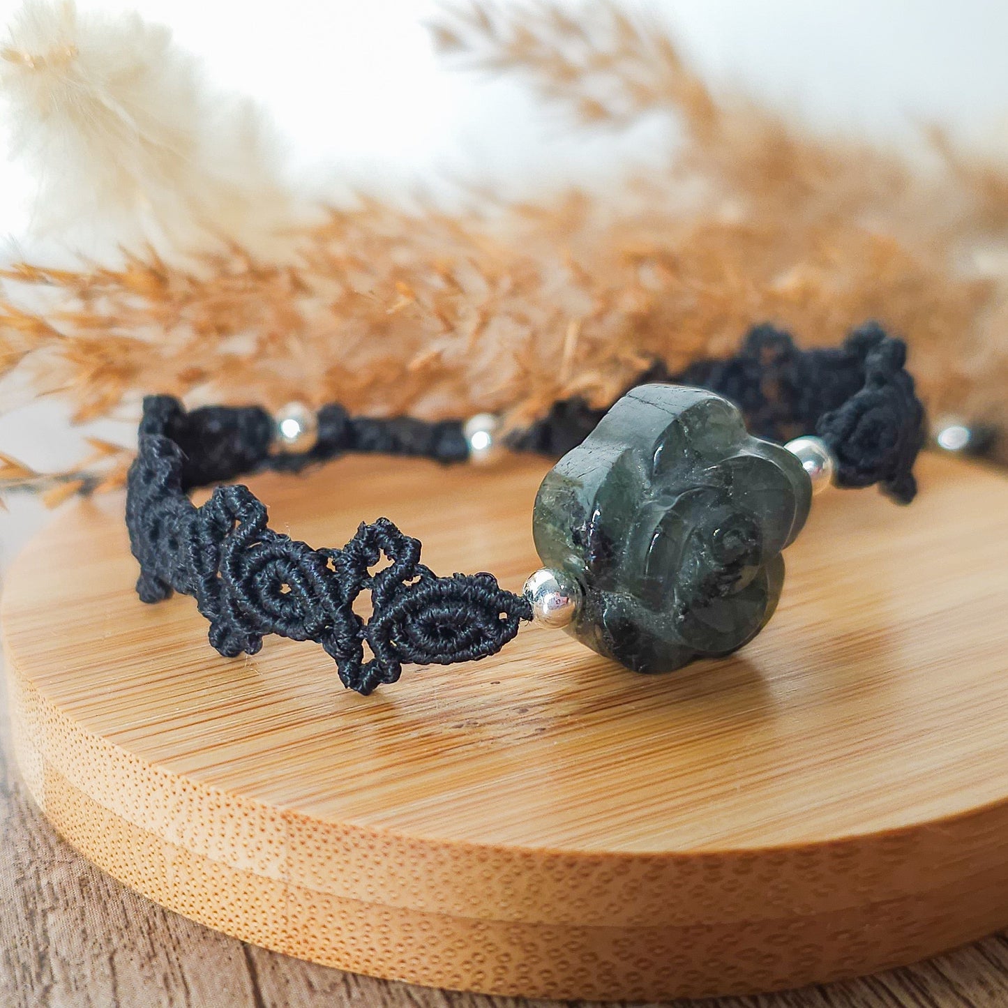 Handmade Labradorite Flower Bracelet with 925 silver beads