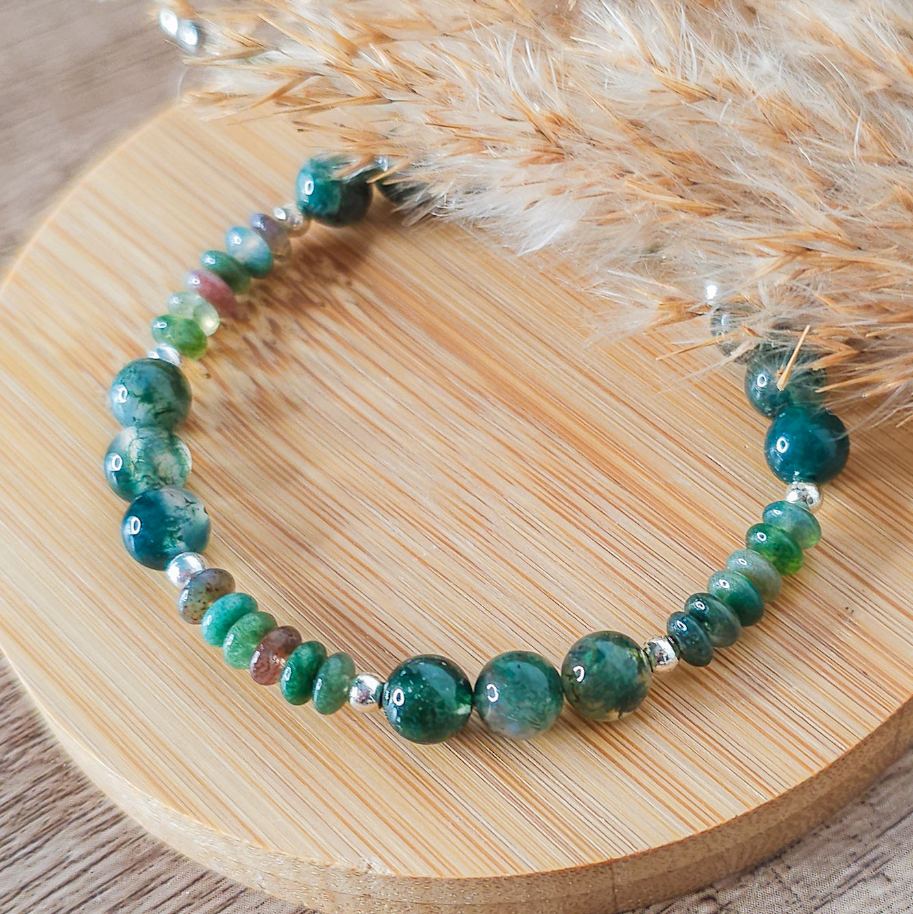 Handmade Bracelet with Moss Agate