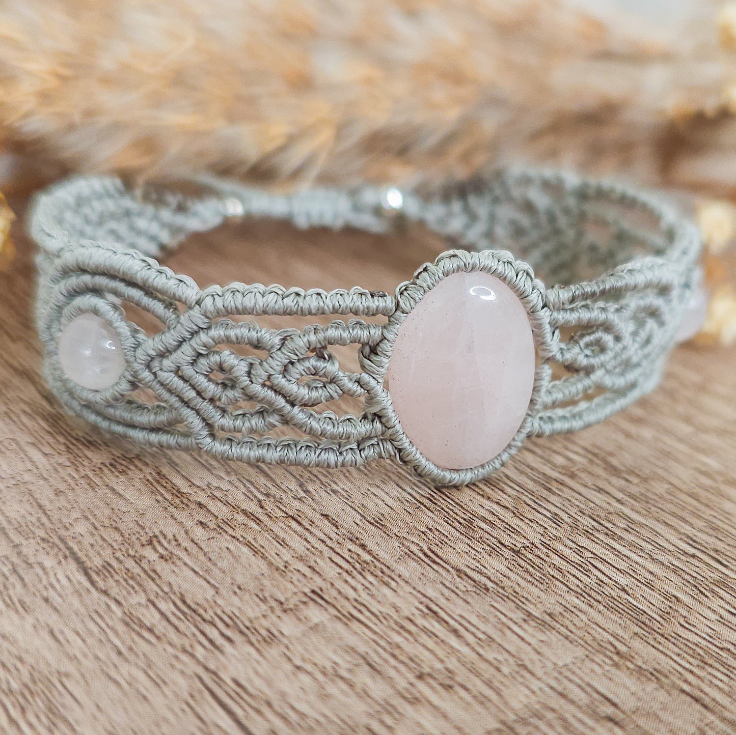 Handmade Rose Quartz Macrame Bracelet
