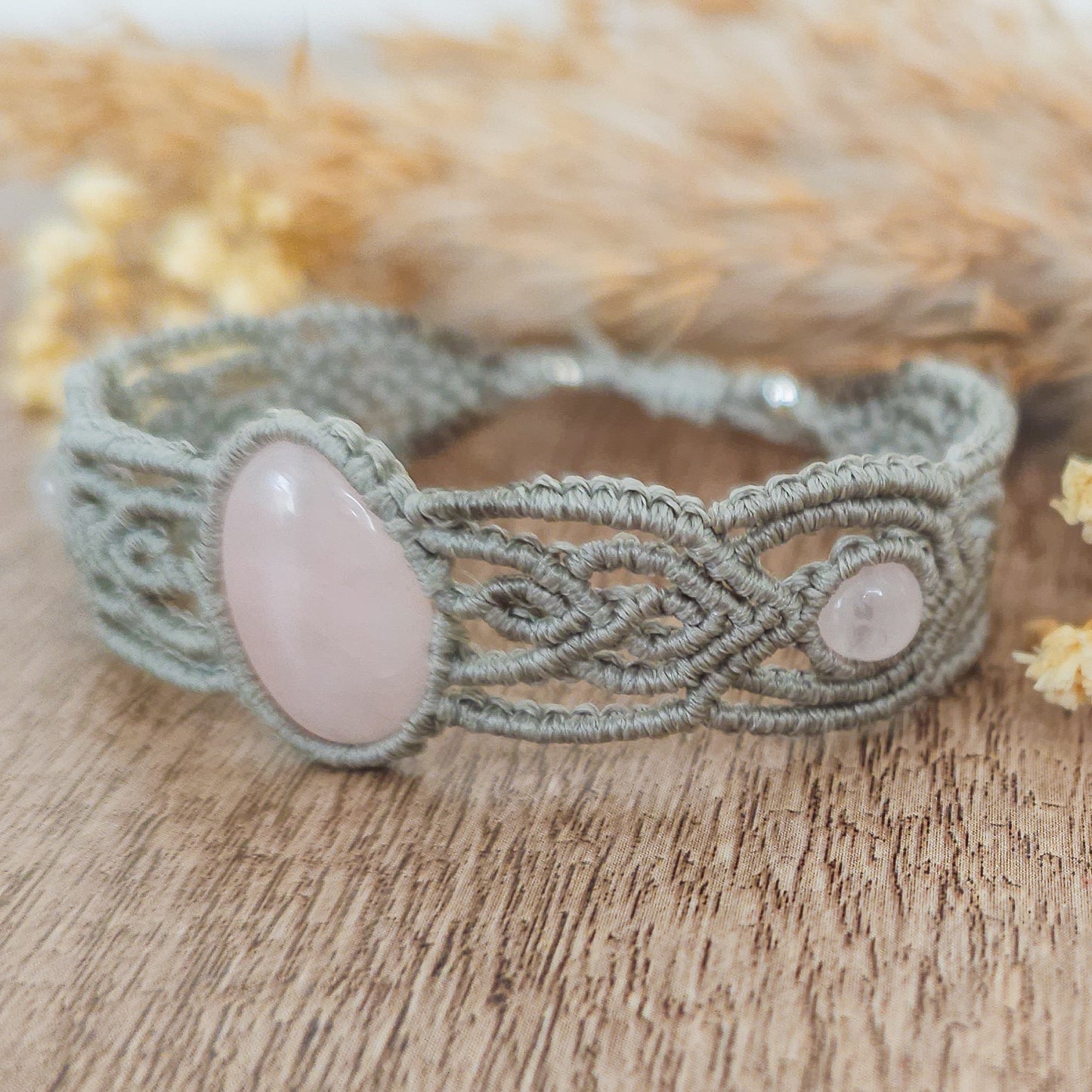 Handmade Rose Quartz Macrame Bracelet