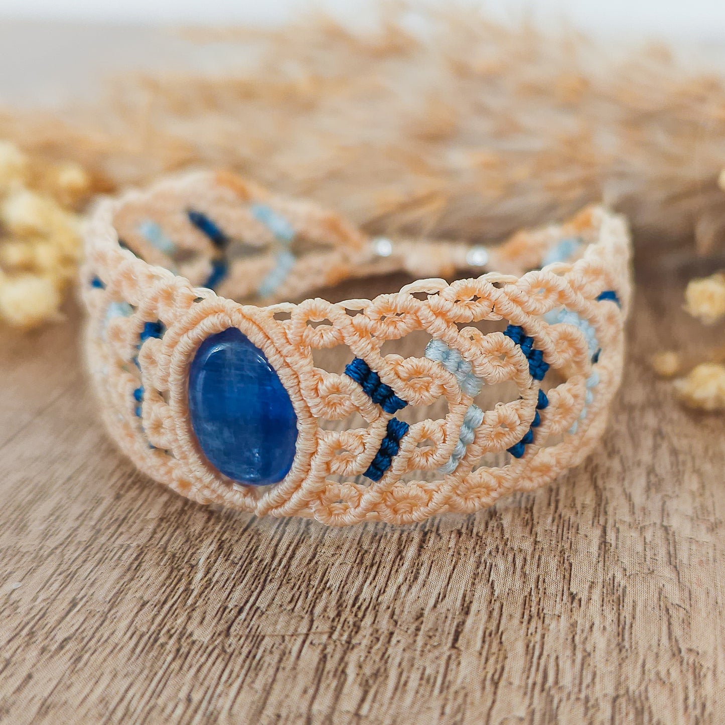Handmade Blue Kyanite Macrame Bracelet
