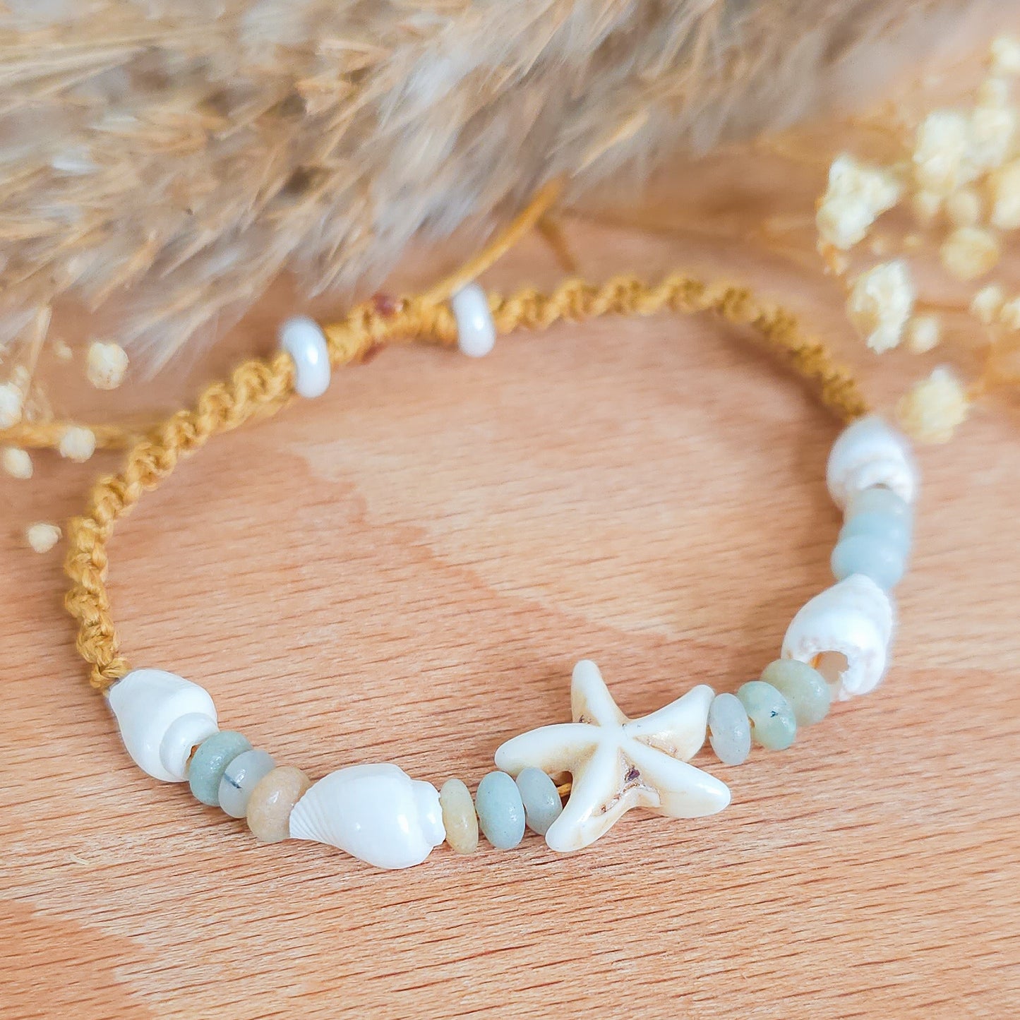 Handmade Bracelet with Amazonite and Shells