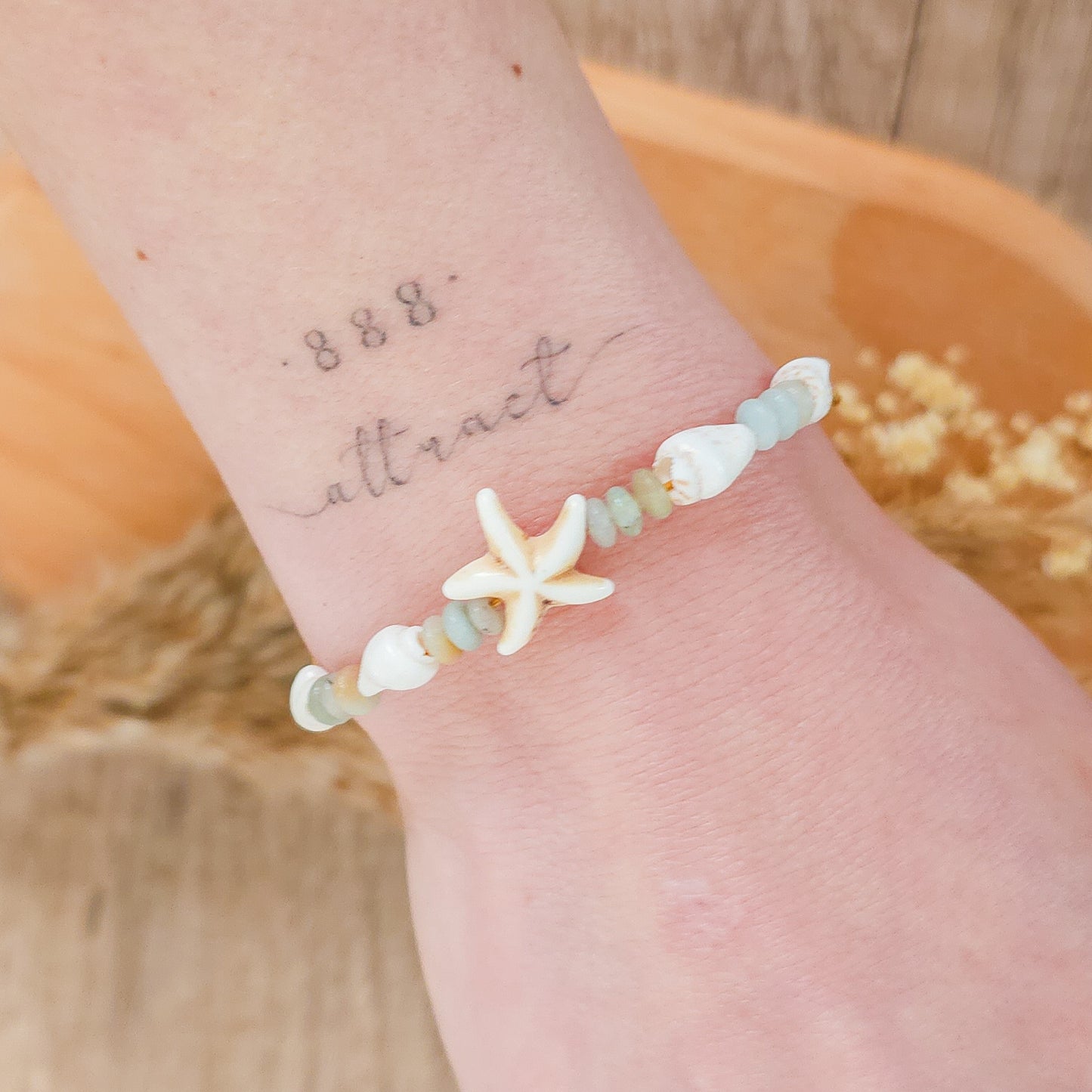 Handmade Bracelet with Amazonite and Shells