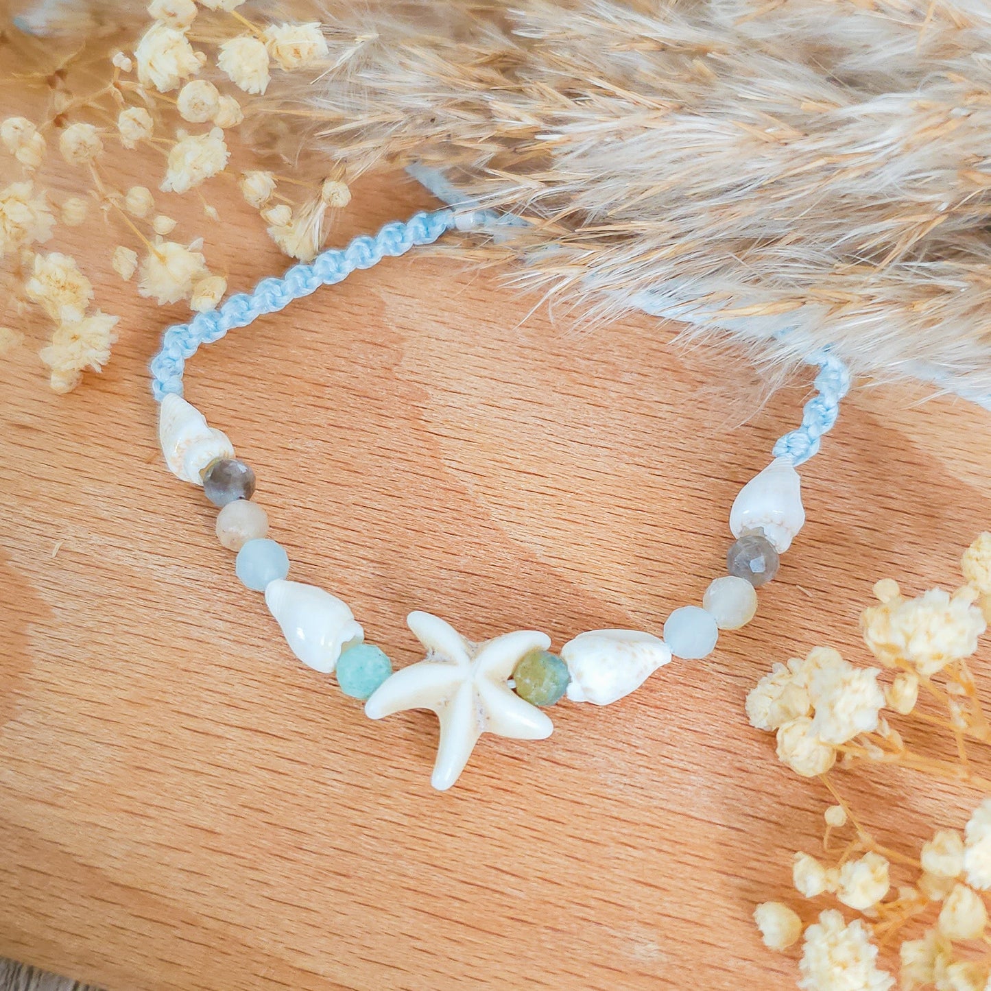 Handmade Bracelet with Amazonite and Shells