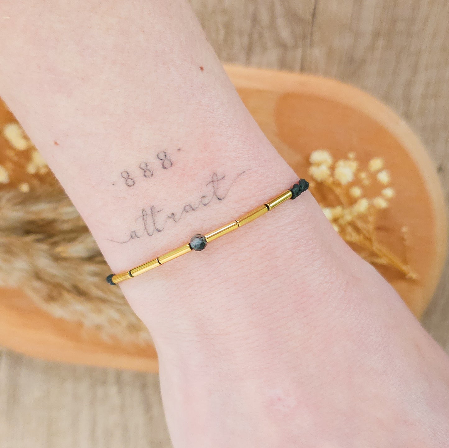 Handmade Bracelet with Gold Plated Hematite and Black Tourmaline in Quartz