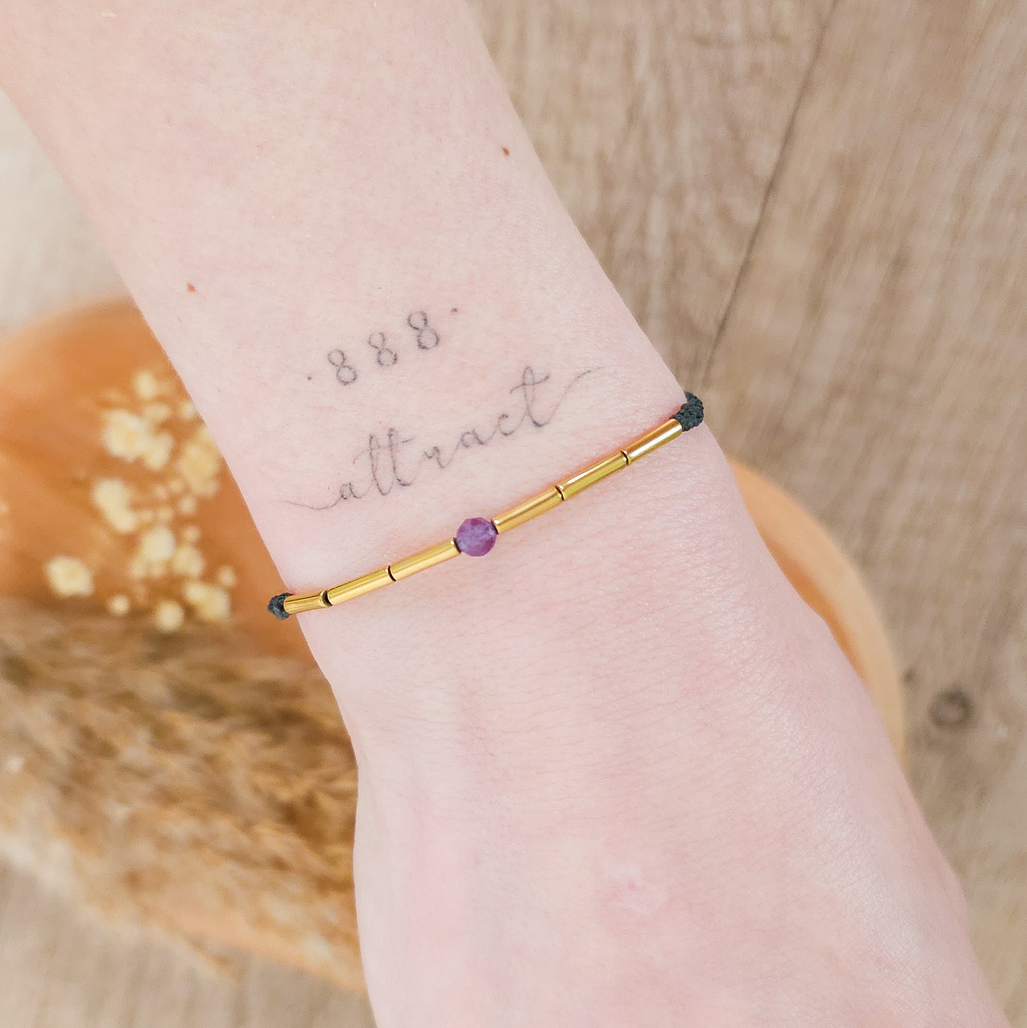 Handmade Bracelet with Gold Plated Hematite and Amethyst