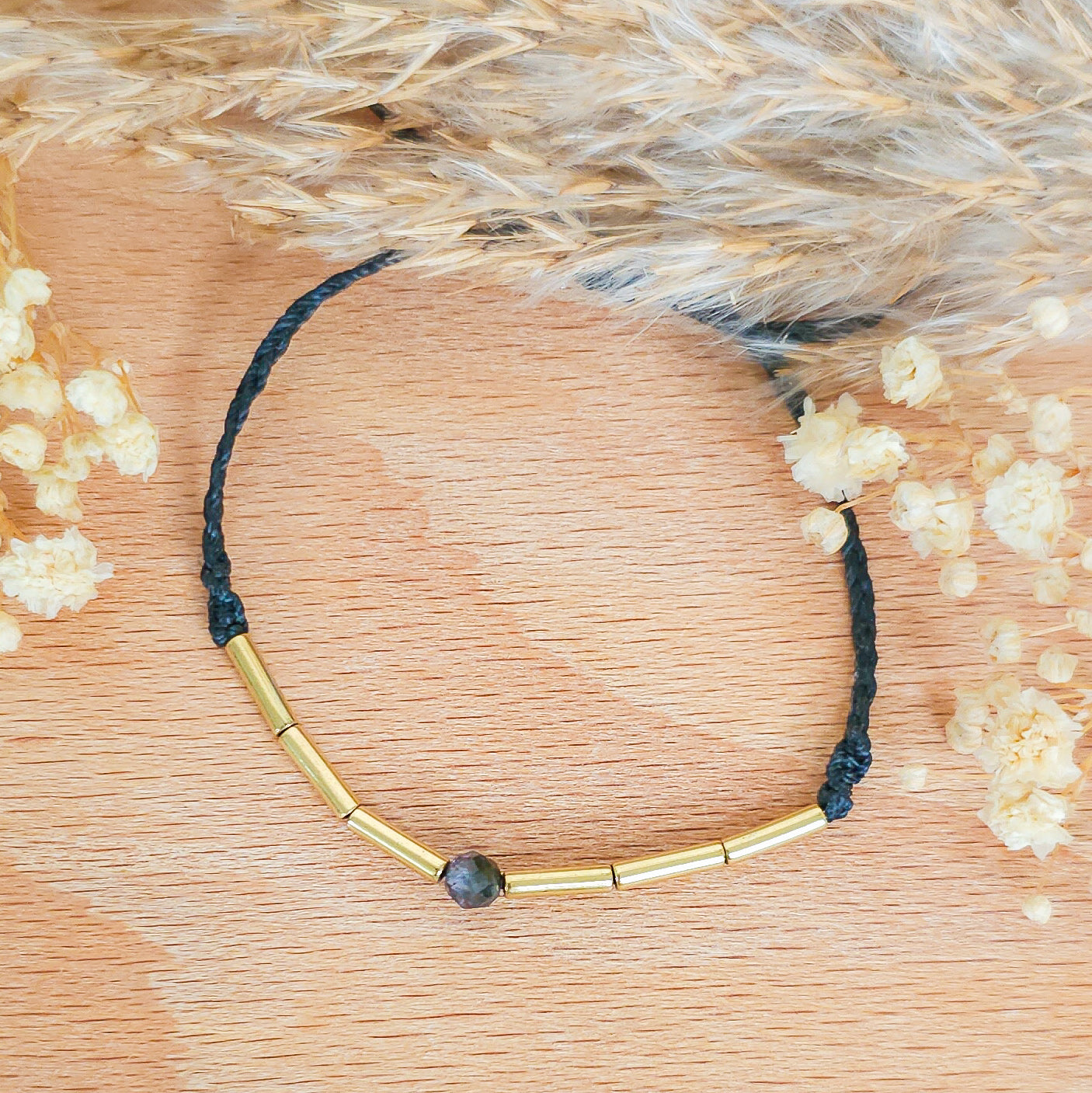 Handmade Bracelet with Gold Plated Hematite and Iolite