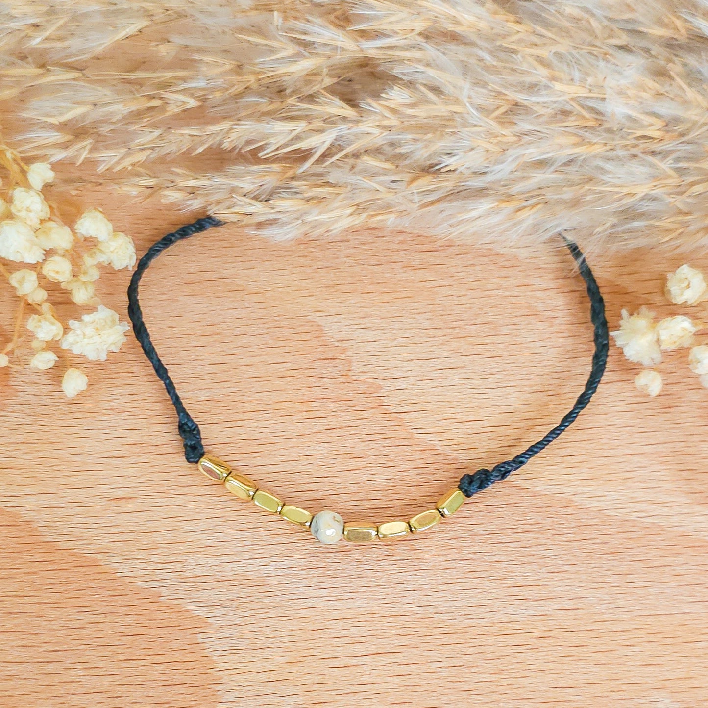 Handmade Bracelet with Gold Plated Hematite and Crazy Lace Agate