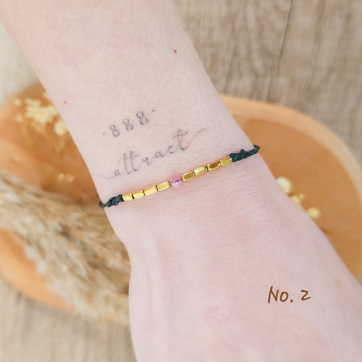 Handmade Bracelet with Gold Plated Hematite and Pink Tourmaline