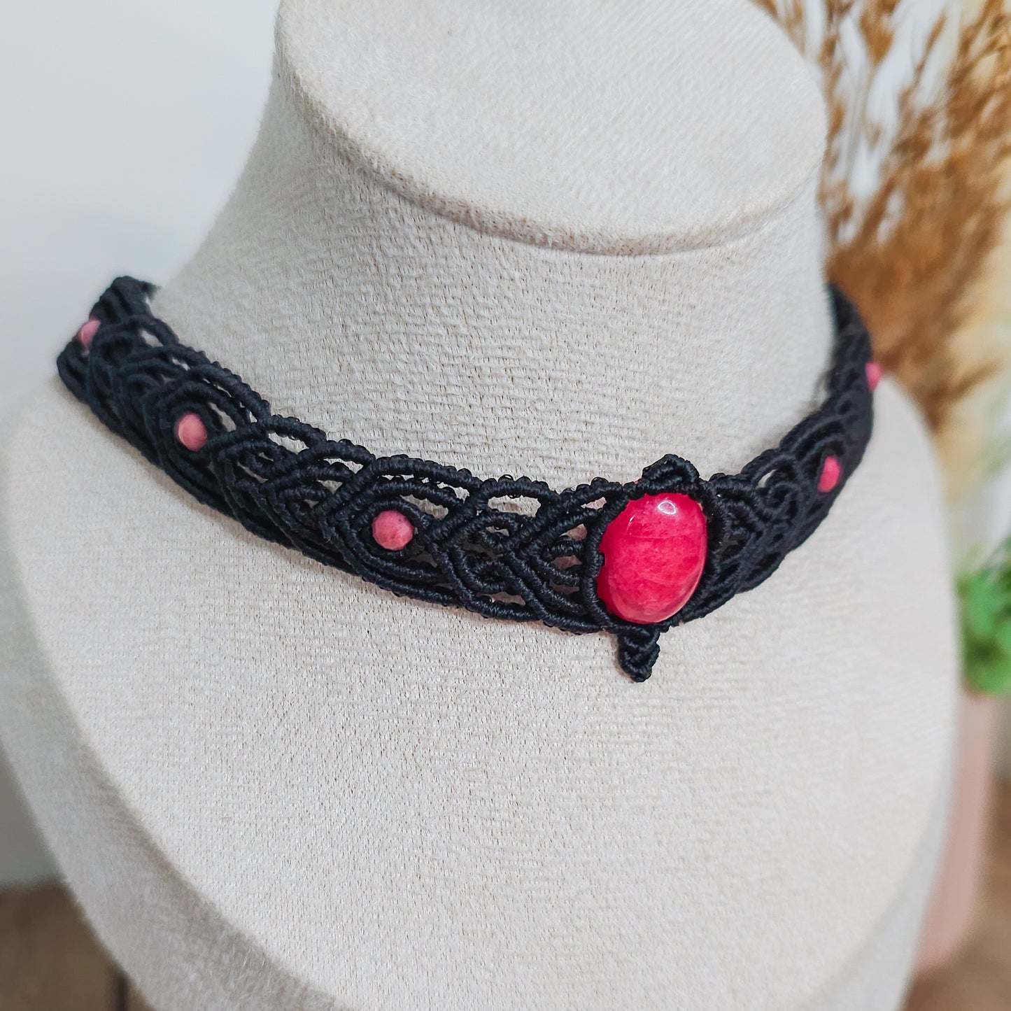 Handmade Choker Necklace with High Quality Rhodonite