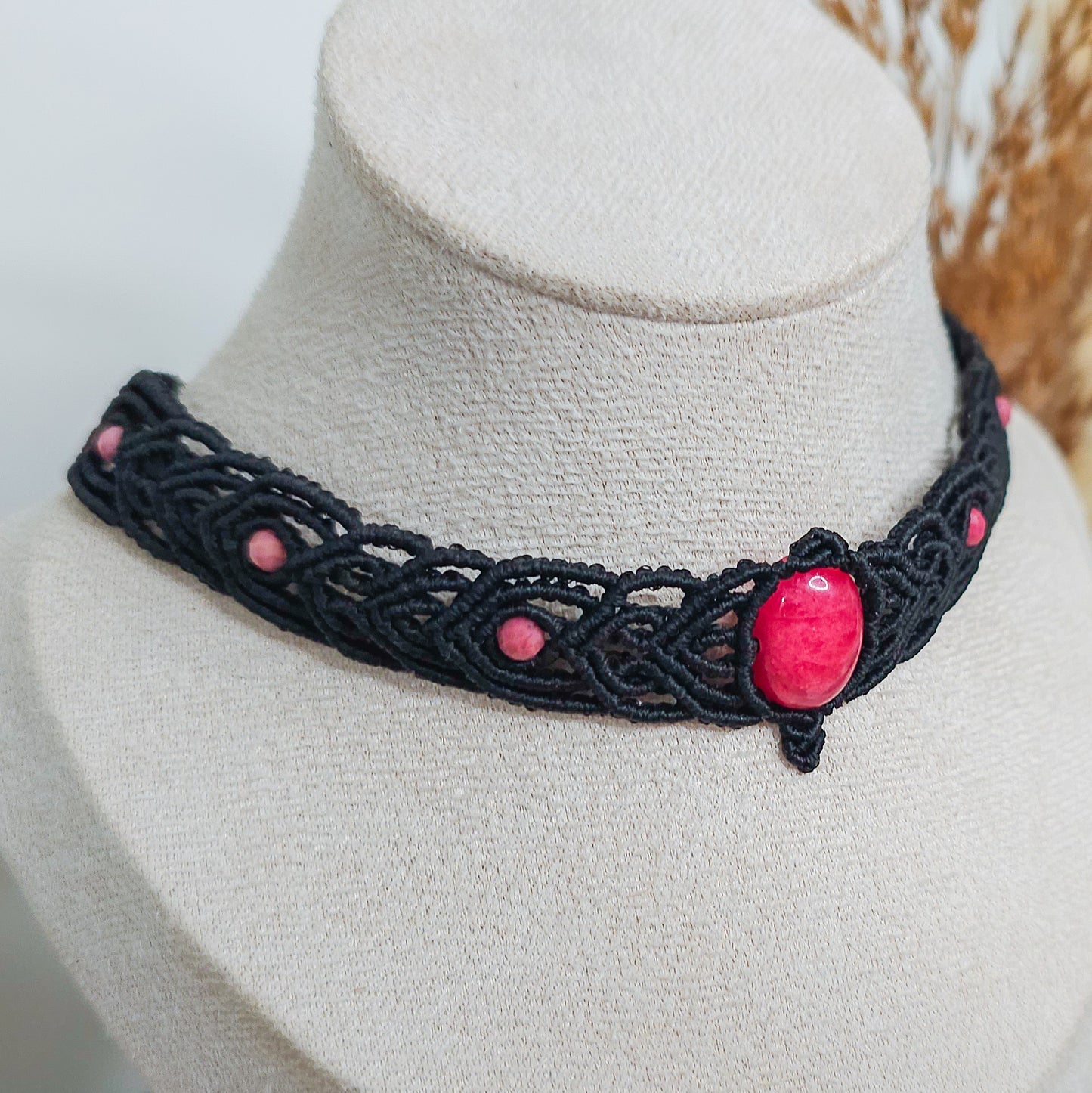 Handmade Choker Necklace with High Quality Rhodonite