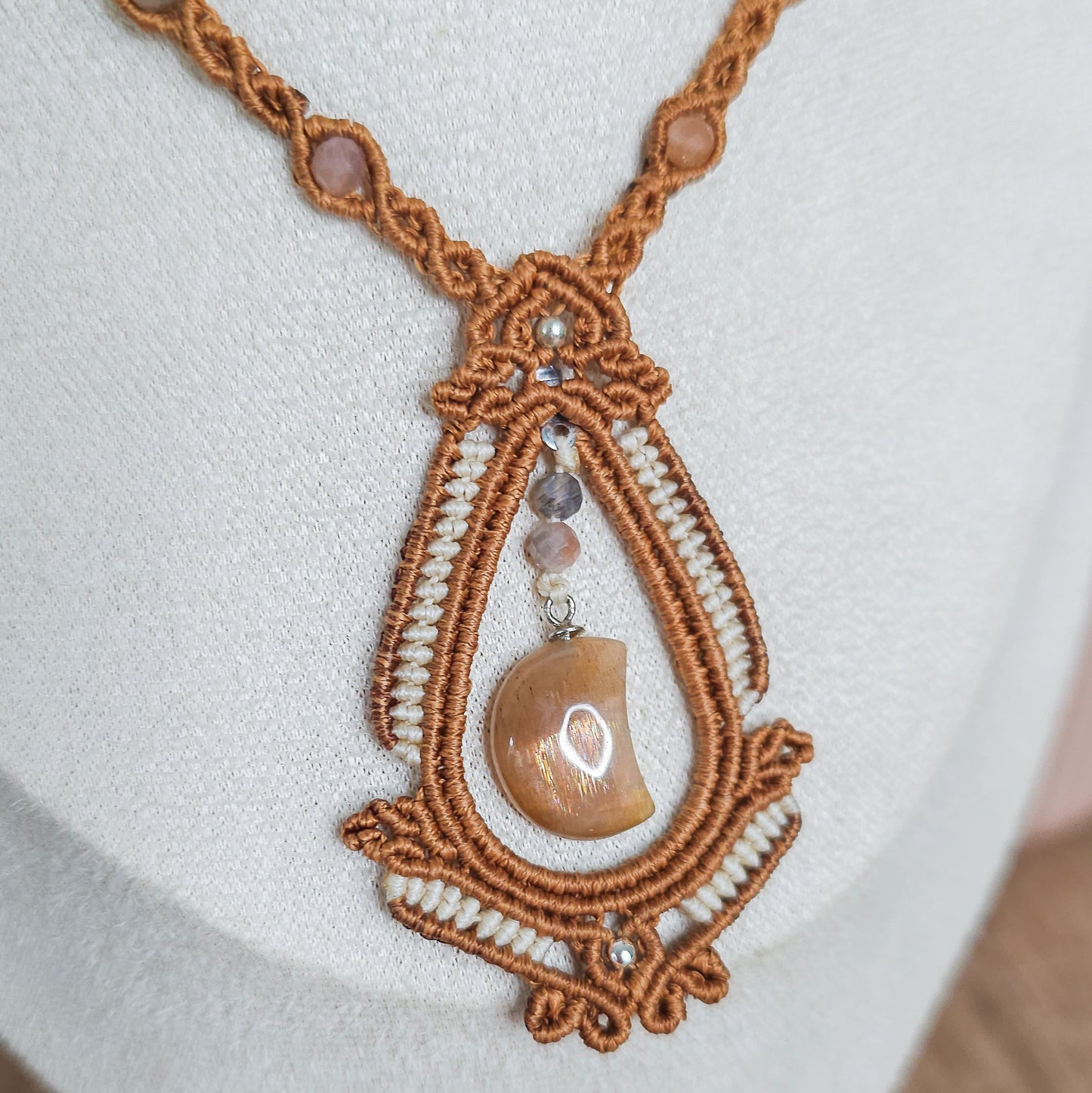 Handmade Moonstone and Sunstone Necklace