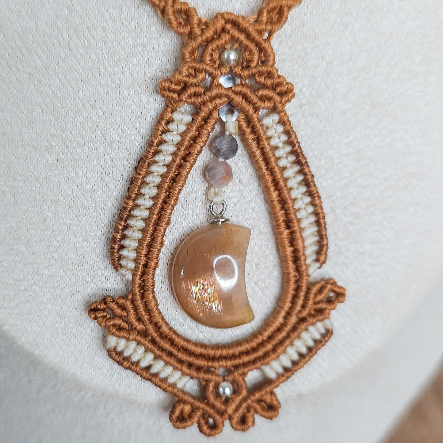 Handmade Moonstone and Sunstone Necklace