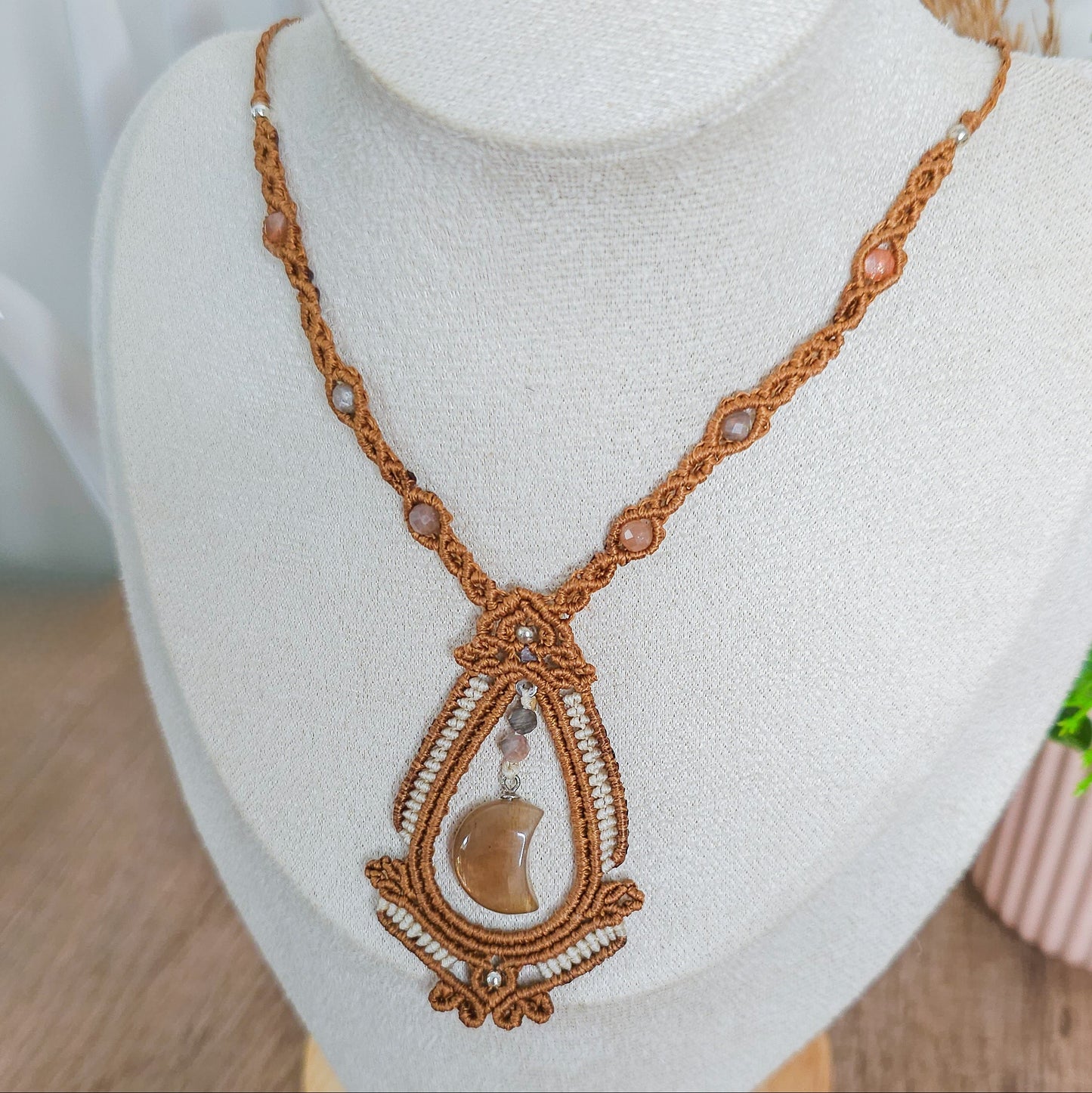 Handmade Moonstone and Sunstone Necklace