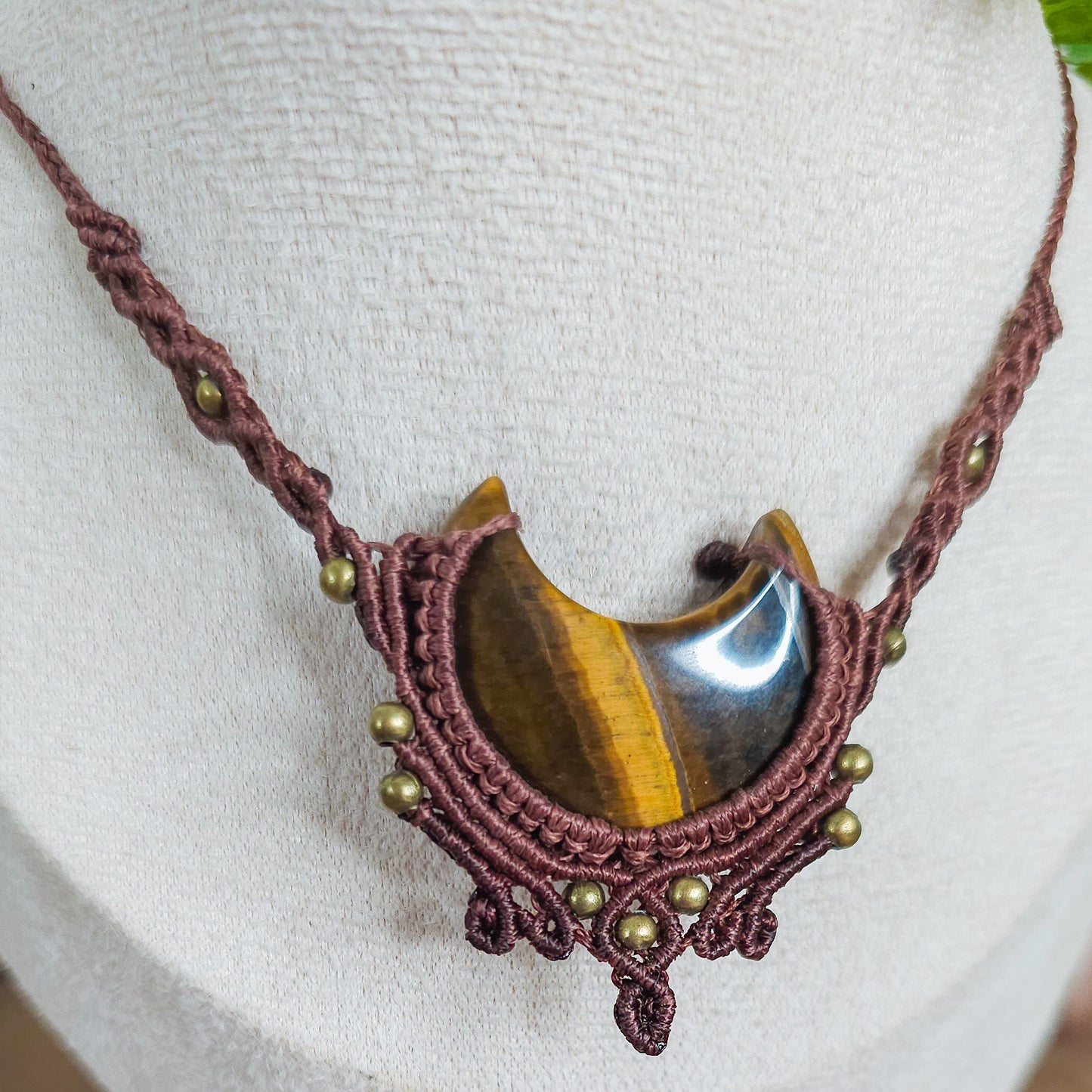 Handmade Tiger's Eye Moon Necklace