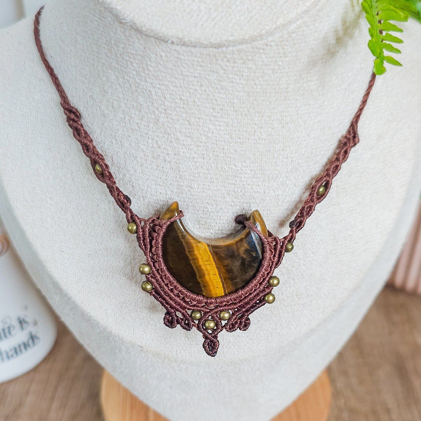 Handmade Tiger's Eye Moon Necklace
