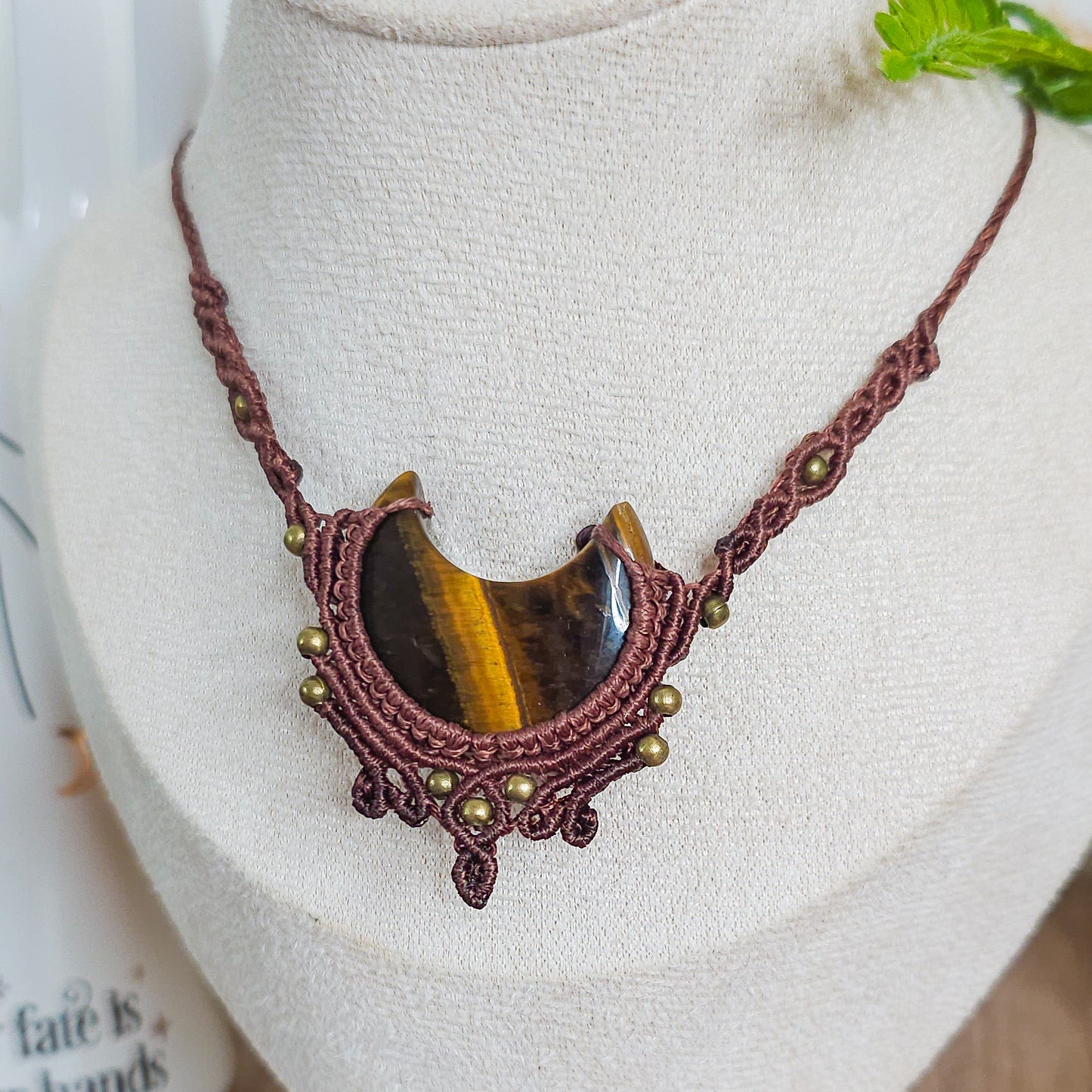 Handmade Tiger's Eye Moon Necklace